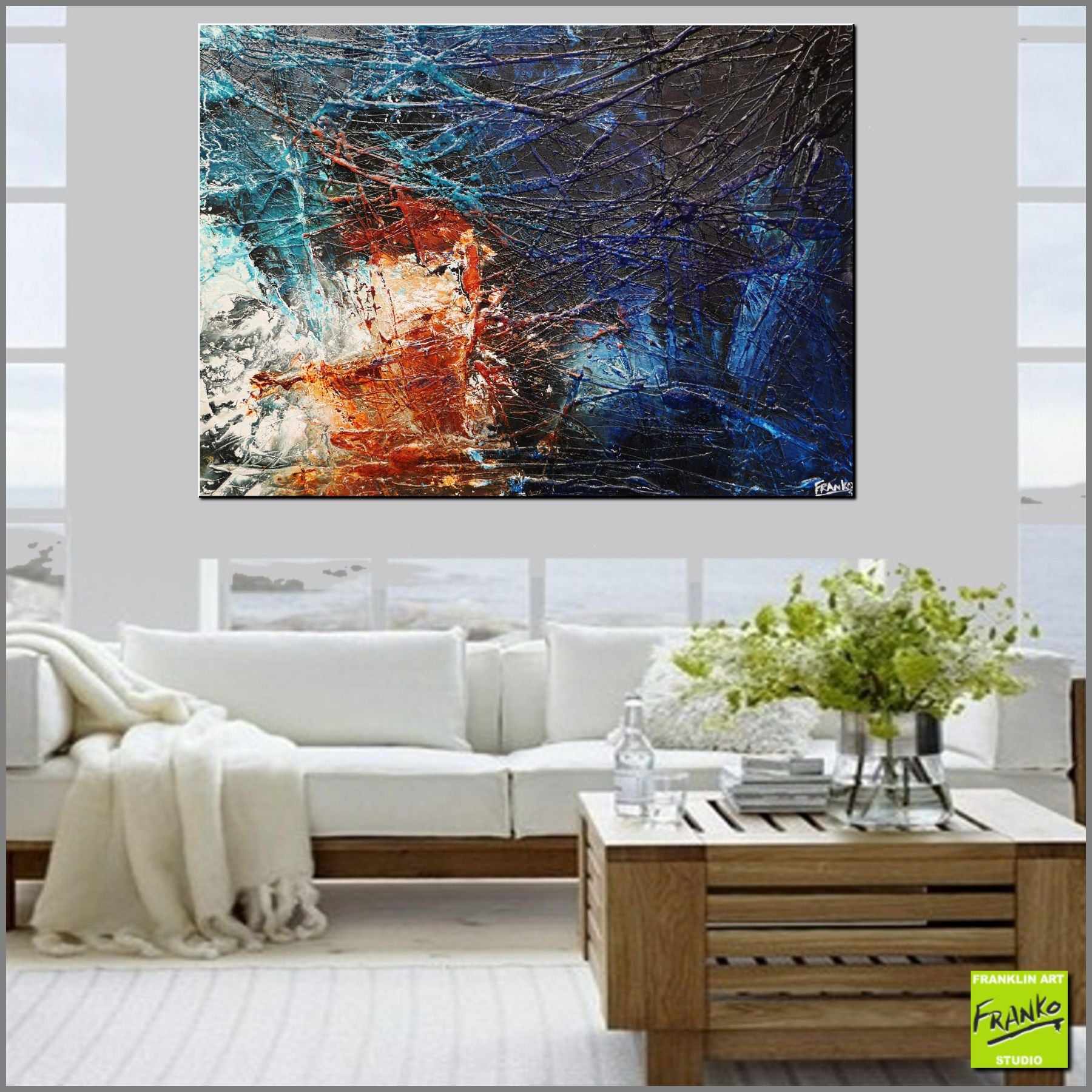 Prussian Crackle 140cm x 100cm Brown Blue Textured Abstract Painting-Abstract-[Franko_Artist]-[Australian_artist]-[Gold_Coast]-[Brisbane]-[modern]-[contemporary]-[original]-[Large_artwork]-[The_Block]-[Dream_Homes]-[ideas]-[Grand_Designs]-[Art_Lover]-Franklin Art Studio
