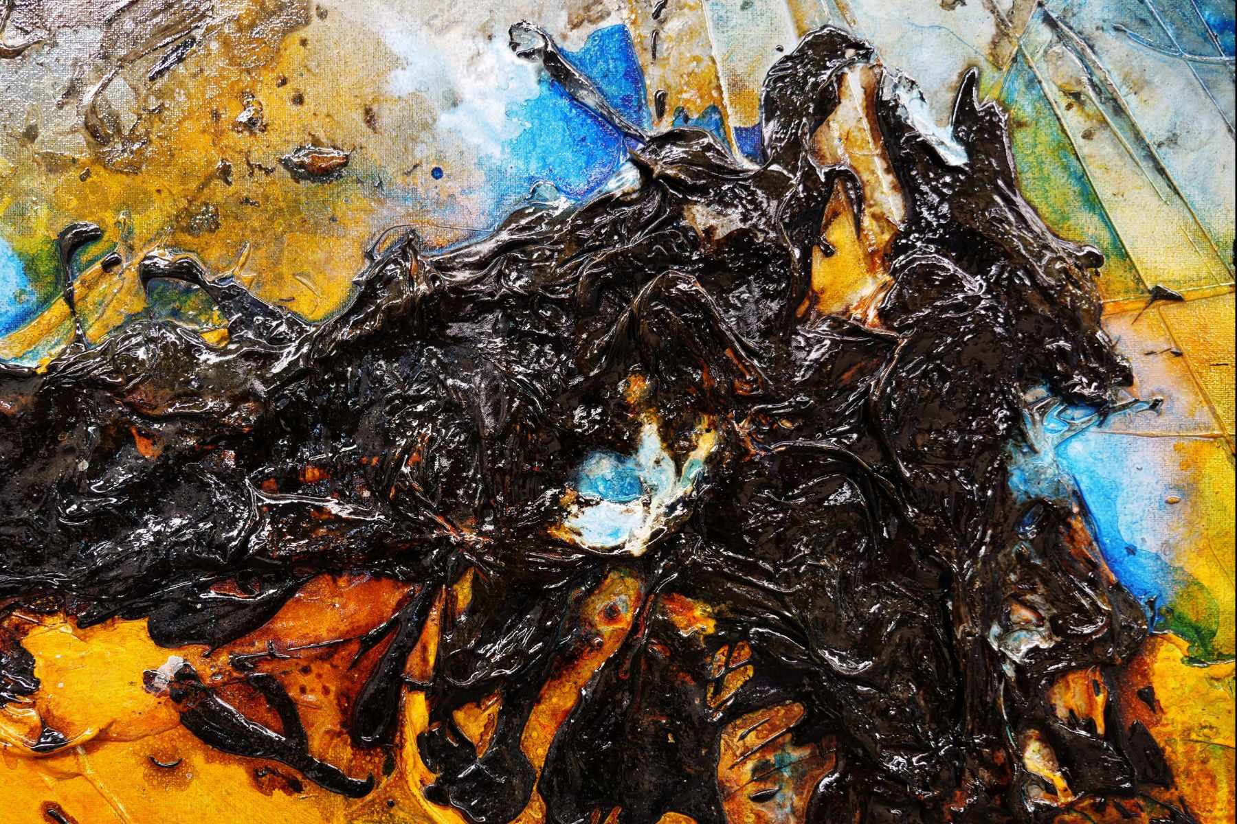 Pseudo Beach 160cm x 100cm Sienna Blue Textured Abstract Painting (SOLD)