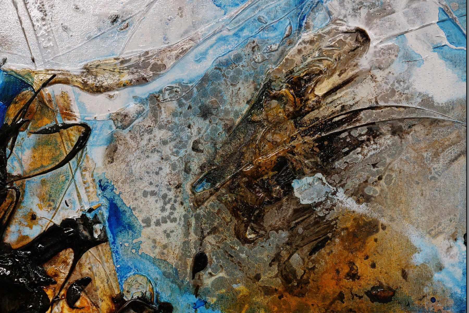 Pseudo Beach 160cm x 100cm Sienna Blue Textured Abstract Painting (SOLD)