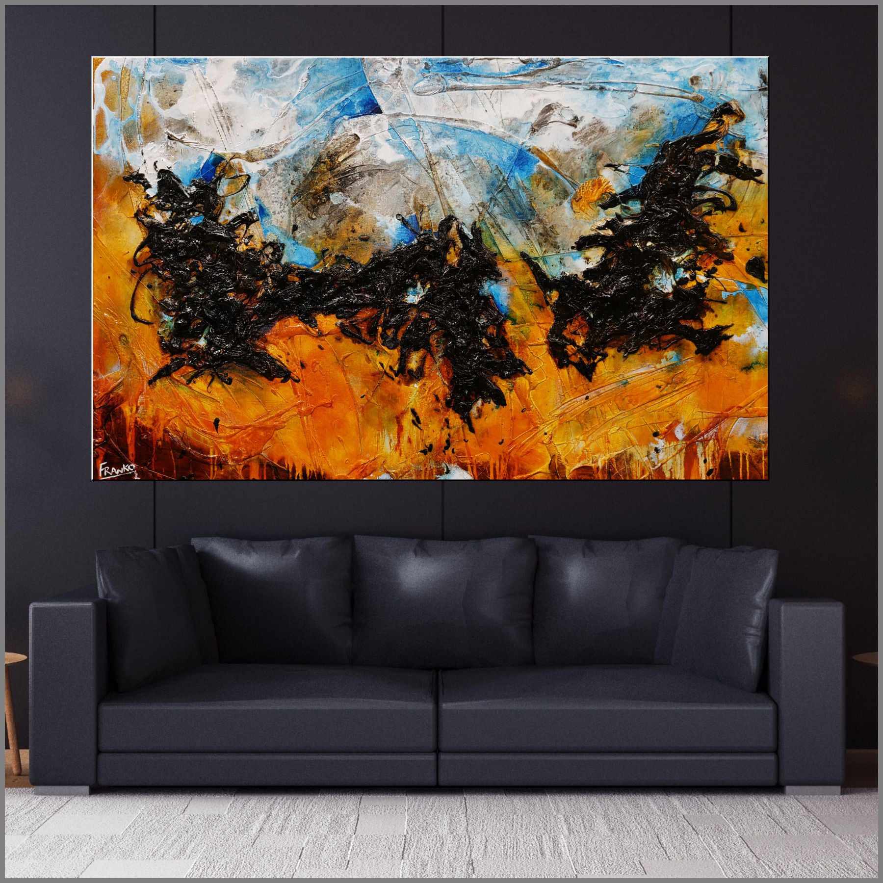 Pseudo Beach 160cm x 100cm Sienna Blue Textured Abstract Painting (SOLD)-Abstract-[Franko_Artist]-[Australian_artist]-[Gold_Coast]-[Brisbane]-[modern]-[contemporary]-[original]-[Large_artwork]-[The_Block]-[Dream_Homes]-[ideas]-[Grand_Designs]-[Art_Lover]-Franklin Art Studio