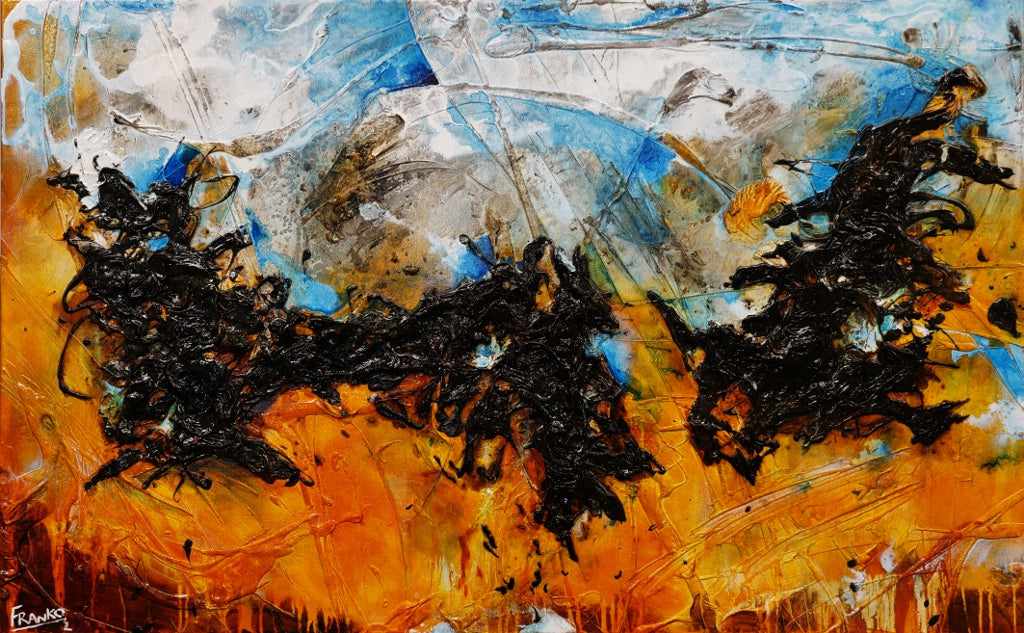 Pseudo Beach 160cm x 100cm Sienna Blue Textured Abstract Painting (SOLD)-Abstract-[Franko_Artist]-[Australian_artist]-[Gold_Coast]-[Brisbane]-[modern]-[contemporary]-[original]-[Large_artwork]-Franklin Art Studio