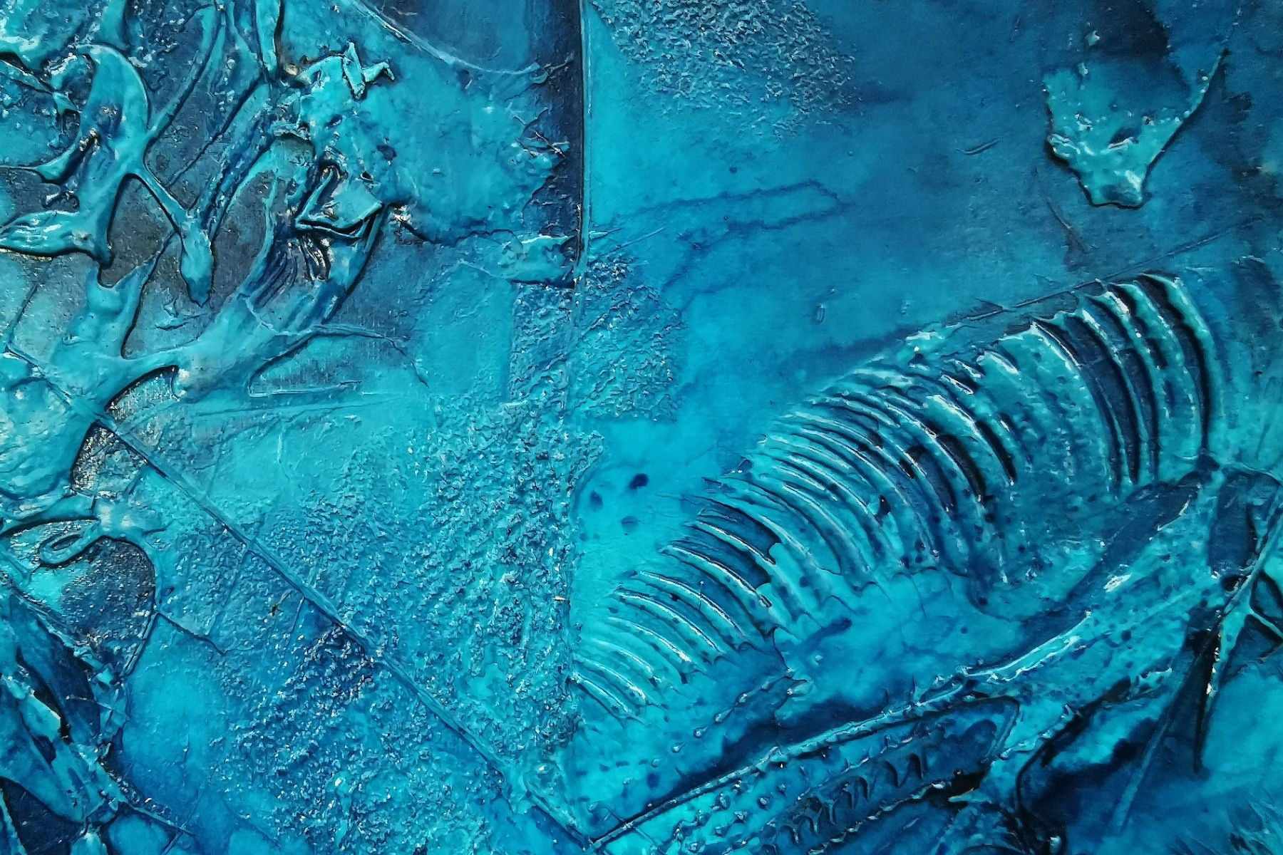 Pure Cobalt Ink 270cm x 120cm Blue Cobalt Ink Textured Abstract Painting (SOLD)