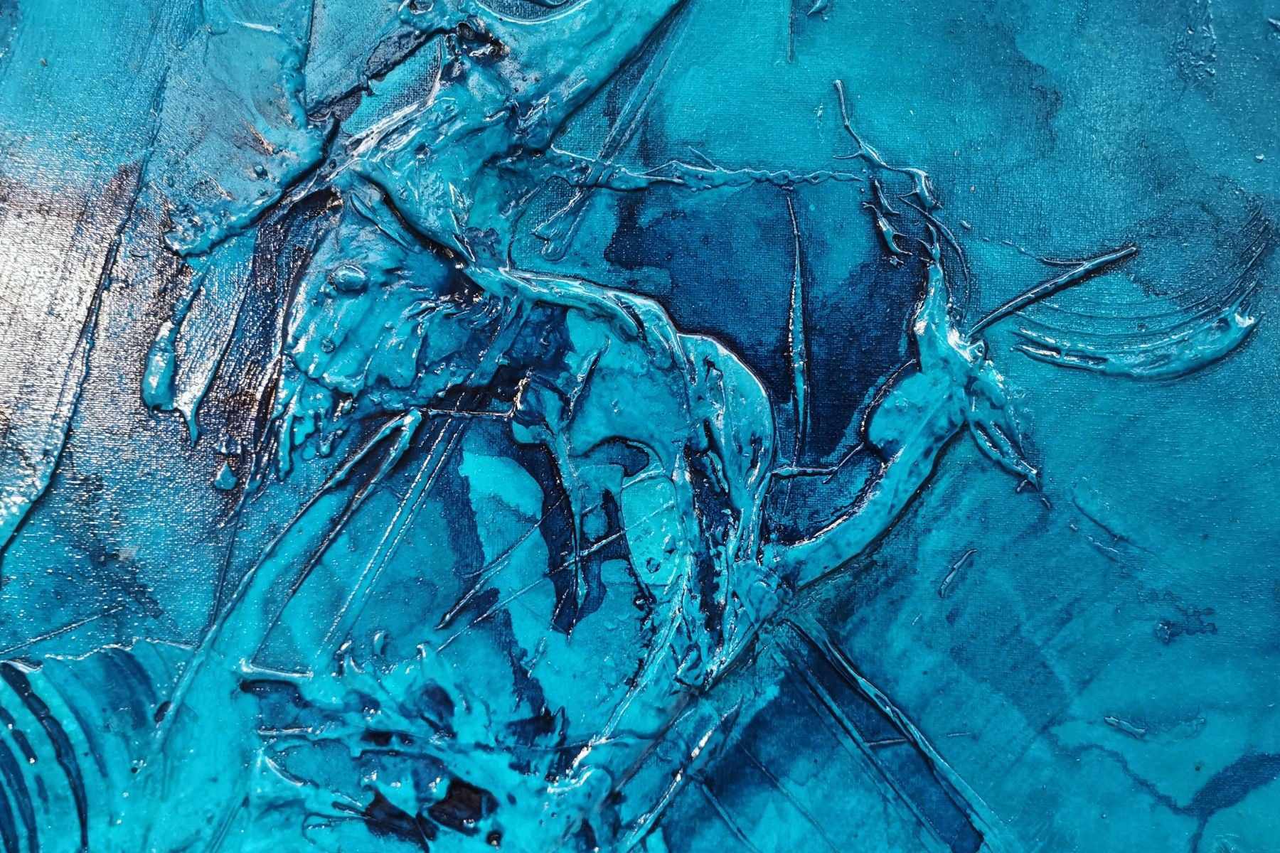 Pure Cobalt Ink 270cm x 120cm Blue Cobalt Ink Textured Abstract Painting (SOLD)