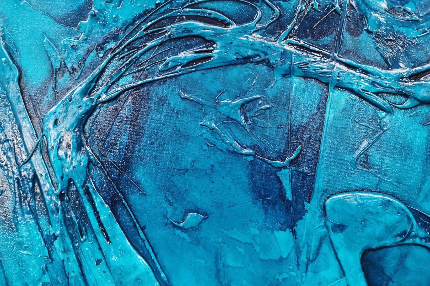 Pure Cobalt Ink 270cm x 120cm Blue Cobalt Ink Textured Abstract Painting (SOLD)-Abstract-[Franko]-[Artist]-[Australia]-[Painting]-Franklin Art Studio