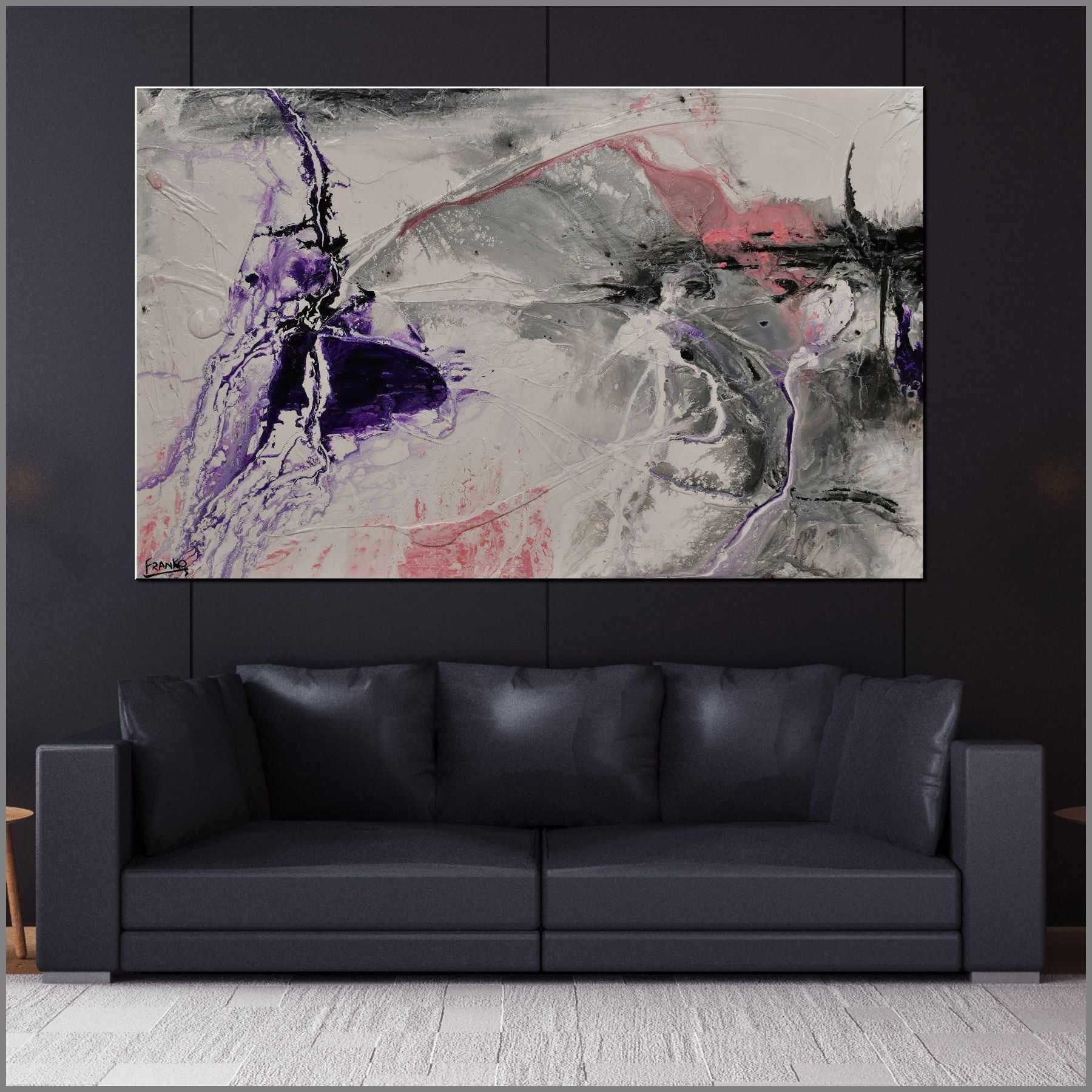 Purple Silk 160cm x 100cm White Pink Purple Textured Abstract Painting (SOLD)-Abstract-[Franko_Artist]-[Australian_artist]-[Gold_Coast]-[Brisbane]-[modern]-[contemporary]-[original]-[Large_artwork]-[The_Block]-[Dream_Homes]-[ideas]-[Grand_Designs]-[Art_Lover]-Franklin Art Studio