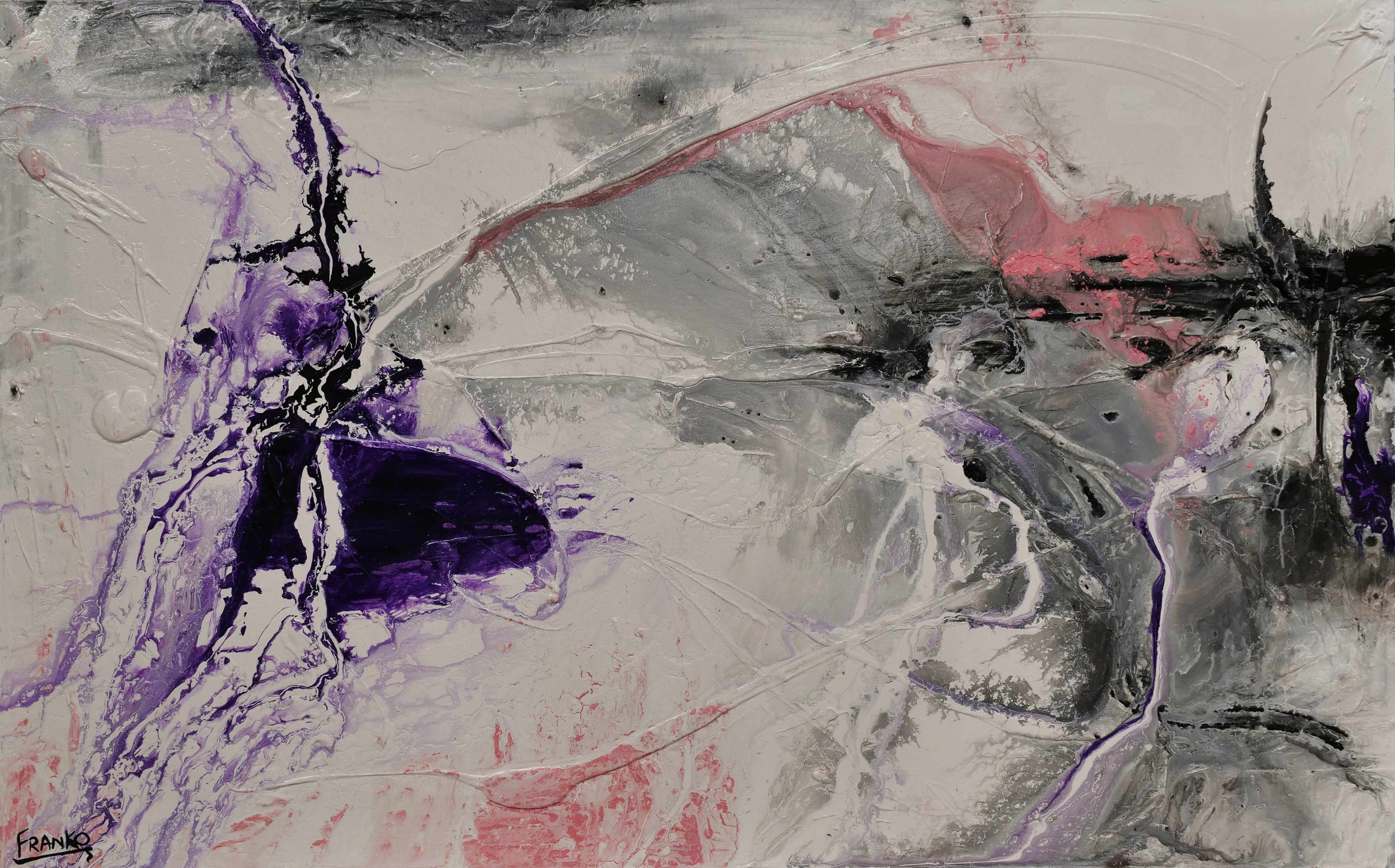 Purple Silk 160cm x 100cm White Pink Purple Textured Abstract Painting (SOLD)-Abstract-[Franko_Artist]-[Australian_artist]-[Gold_Coast]-[Brisbane]-[modern]-[contemporary]-[original]-[Large_artwork]-Franklin Art Studio