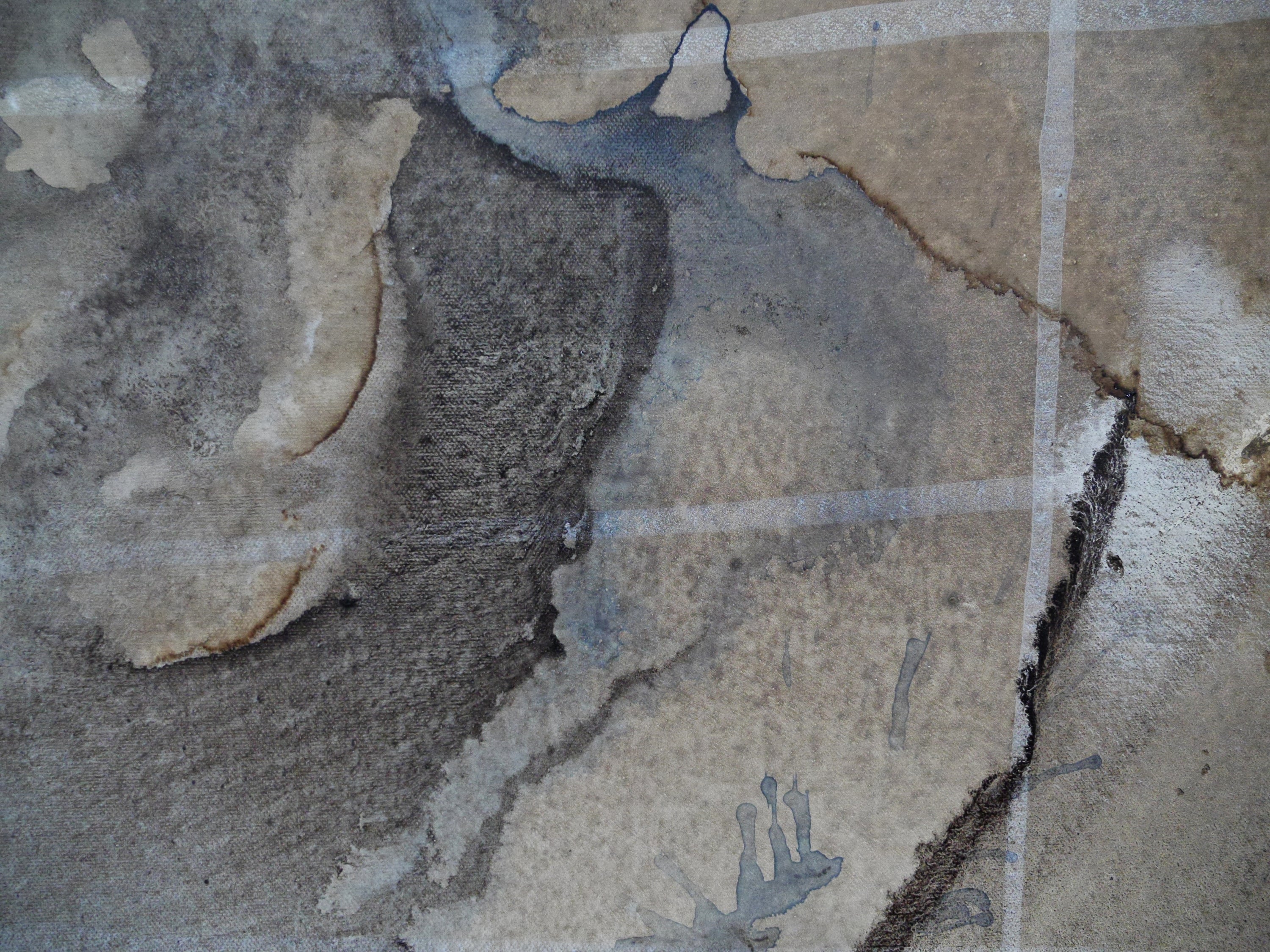 Refined 69 200cm x 80cm Cream Blue Rust White Grey Blended Abstract Painting Oak Frame (SOLD)