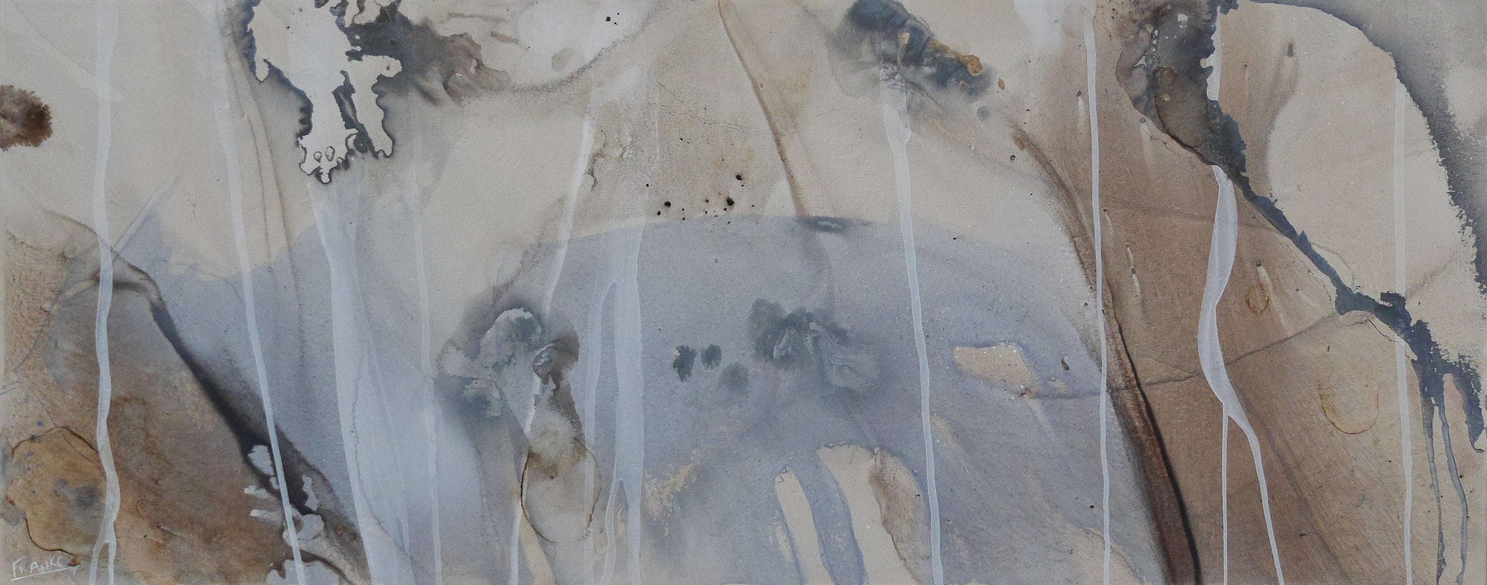 Refined 80 200cm x 80cm Cream Blue Rust White Grey Blended Abstract Painting (SOLD)-Abstract-[Franko_Artist]-[Australian_artist]-[Gold_Coast]-[Brisbane]-[modern]-[contemporary]-[original]-[Large_artwork]-Franklin Art Studio
