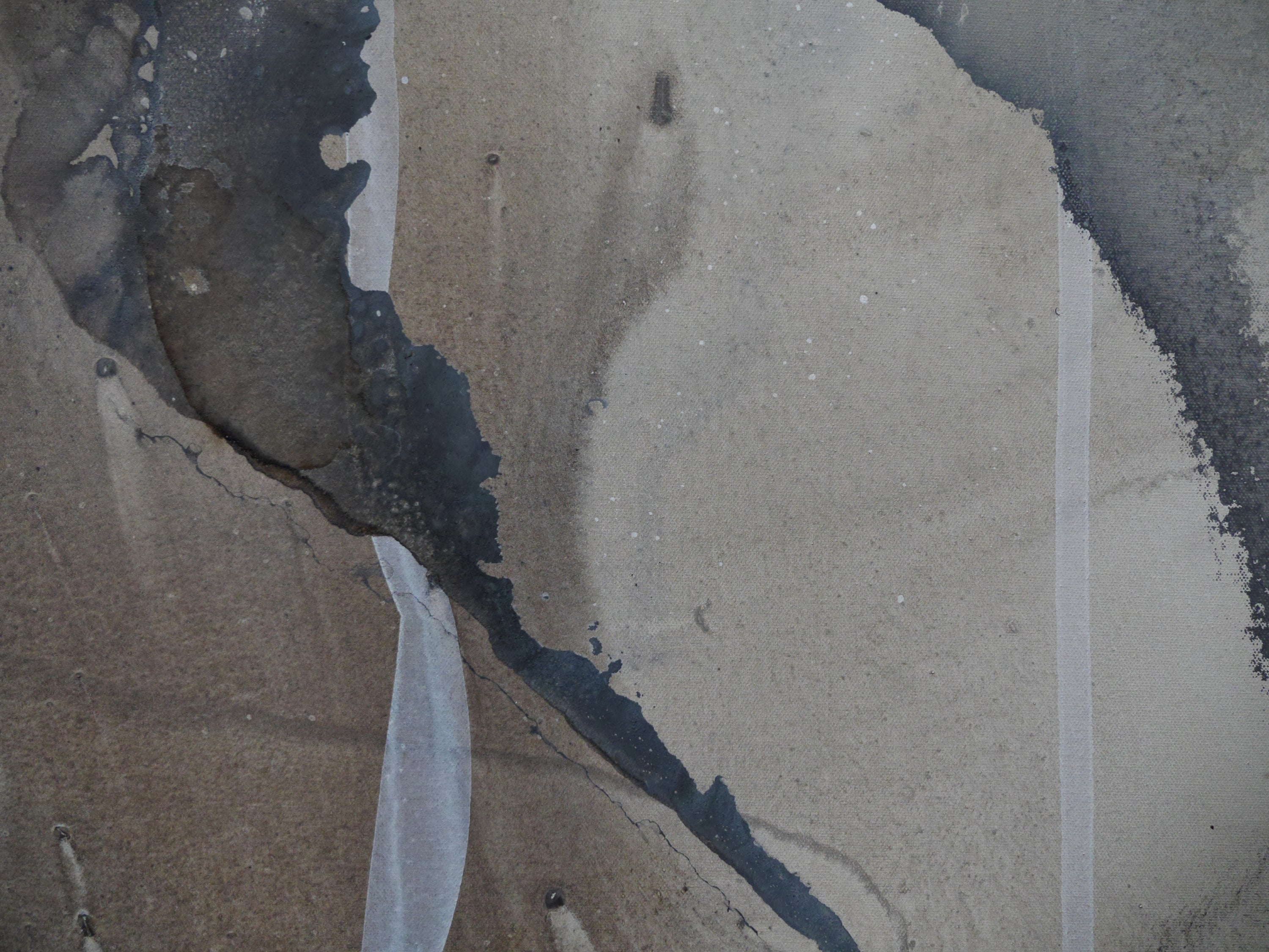 Refined 80 200cm x 80cm Cream Blue Rust White Grey Blended Abstract Painting (SOLD)