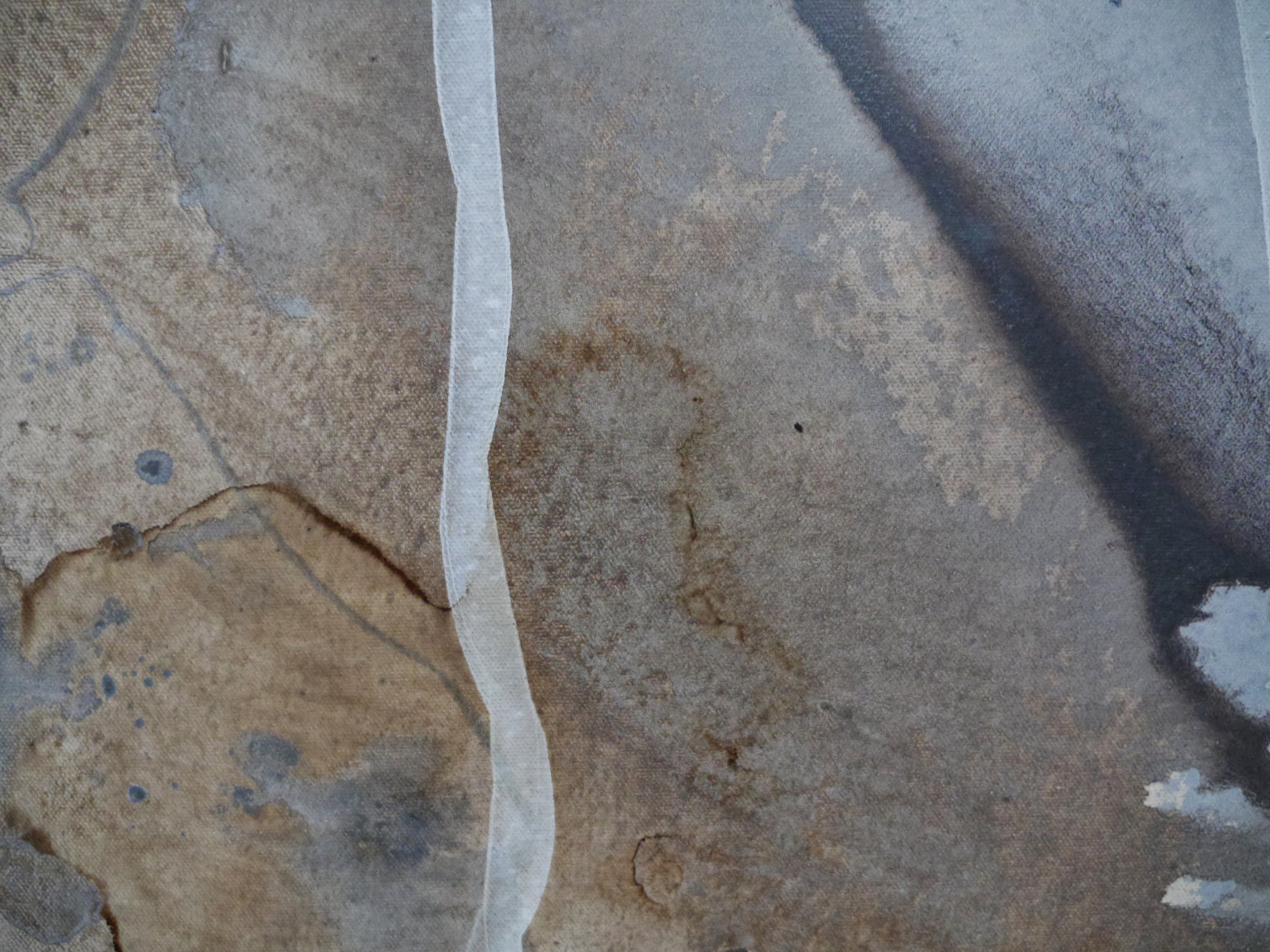 Refined 80 200cm x 80cm Cream Blue Rust White Grey Blended Abstract Painting (SOLD)
