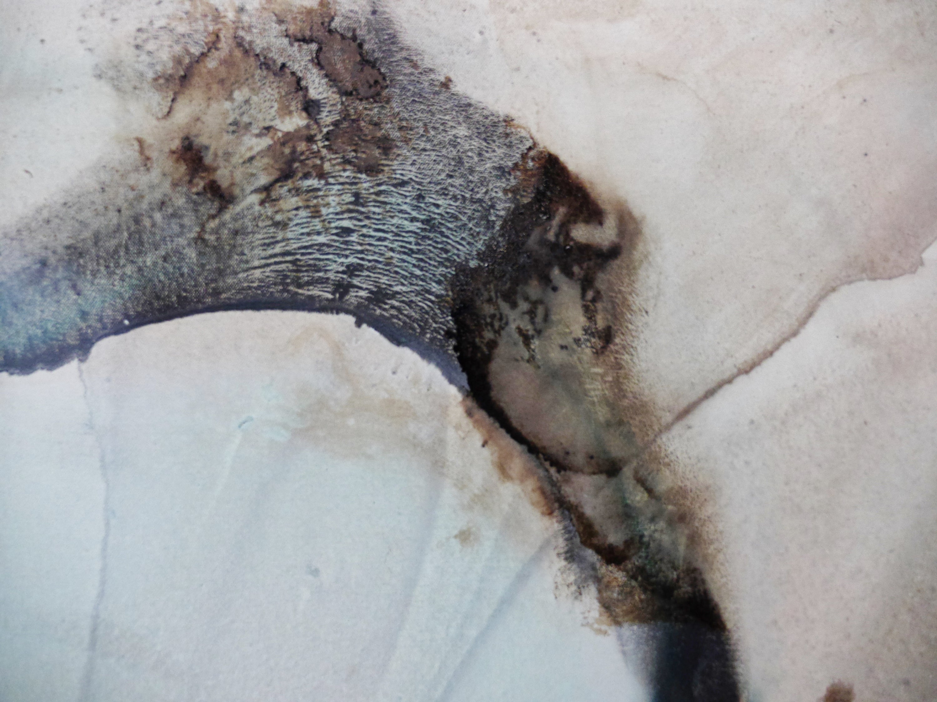 Refined 117 200cm x 80cm Cream Teal Rust White Grey Blended Abstract Painting (SOLD)