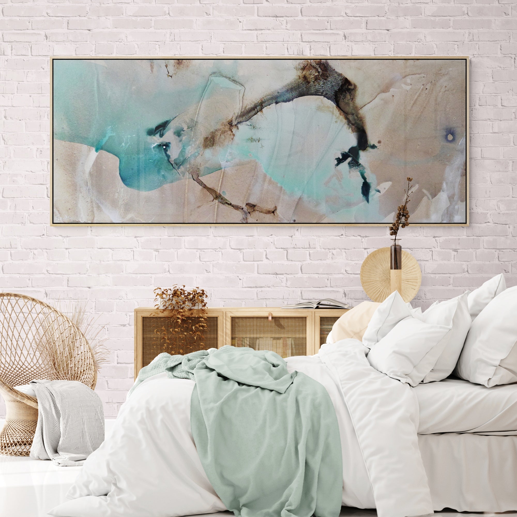 Refined 117 200cm x 80cm Cream Teal Rust White Grey Blended Abstract Painting (SOLD)-Abstract-[Franko_Artist]-[The_Block]-[Dream_Homes]-[ideas]-[Grand_Designs]-[Art_Lover]-Franklin Art Studio