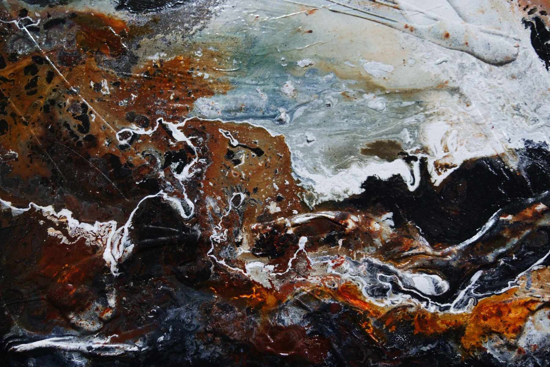 Radioactive Oxide 240cm x 100cm Black Brown White Textured Abstract Painting (SOLD)