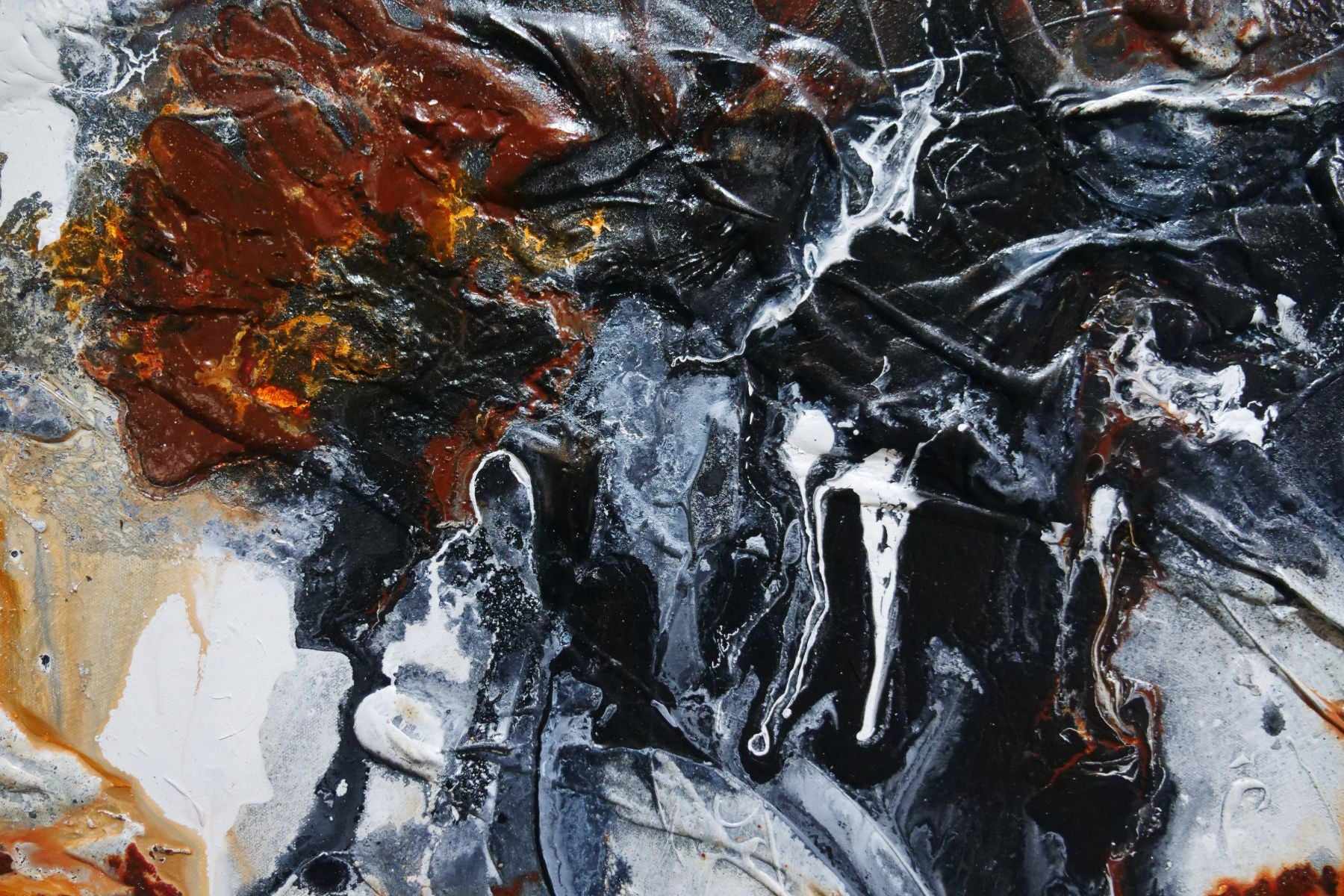Radioactive Oxide 240cm x 100cm Black Brown White Textured Abstract Painting (SOLD)