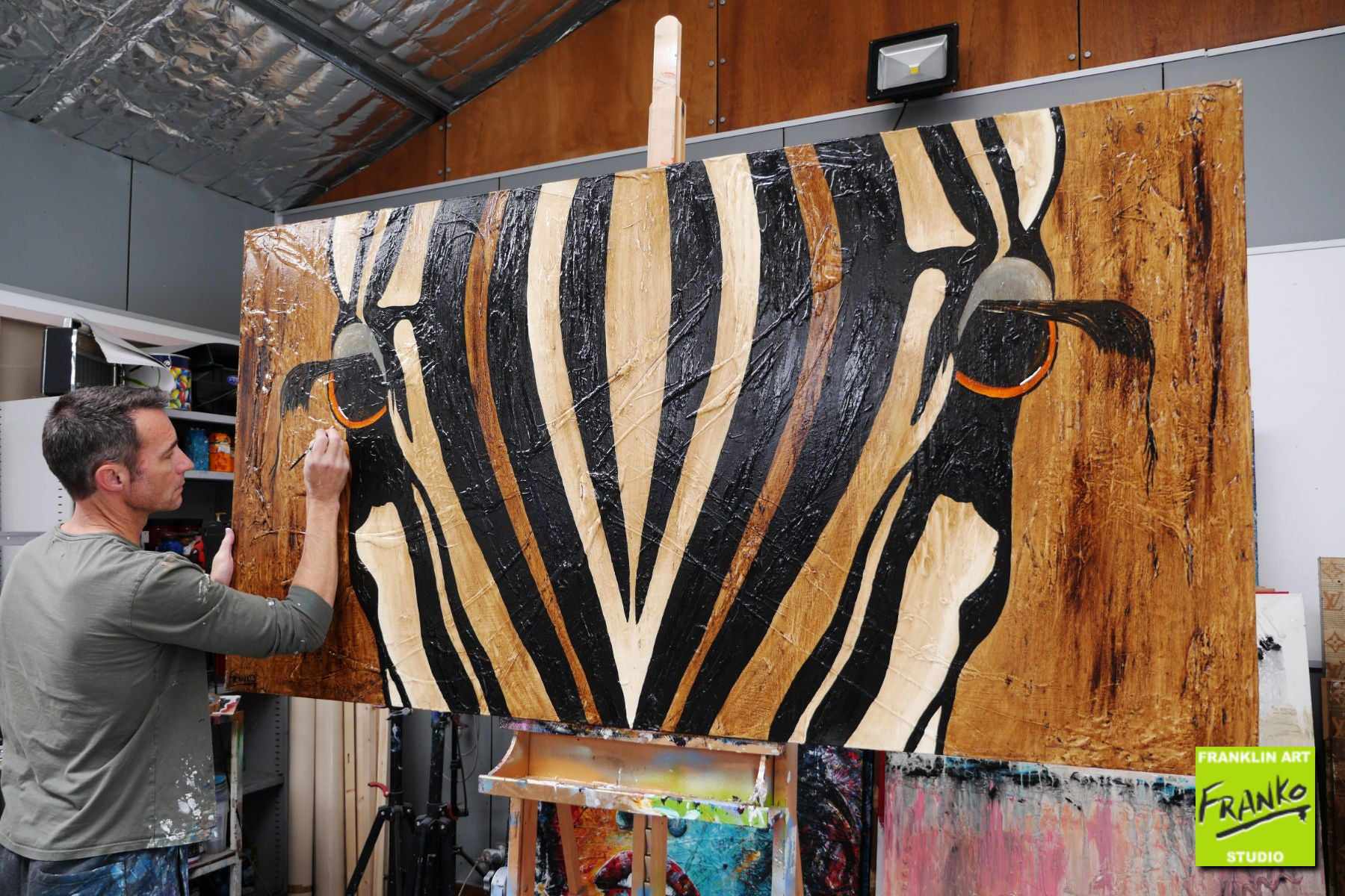 Ranako 190cm x 100cm Zebra Abstract Realism Textured Painting (SOLD)-abstract realism-[Franko_Artist]-[The_Block]-[Dream_Homes]-[ideas]- [Grand_Designs]-Franklin Art Studio
