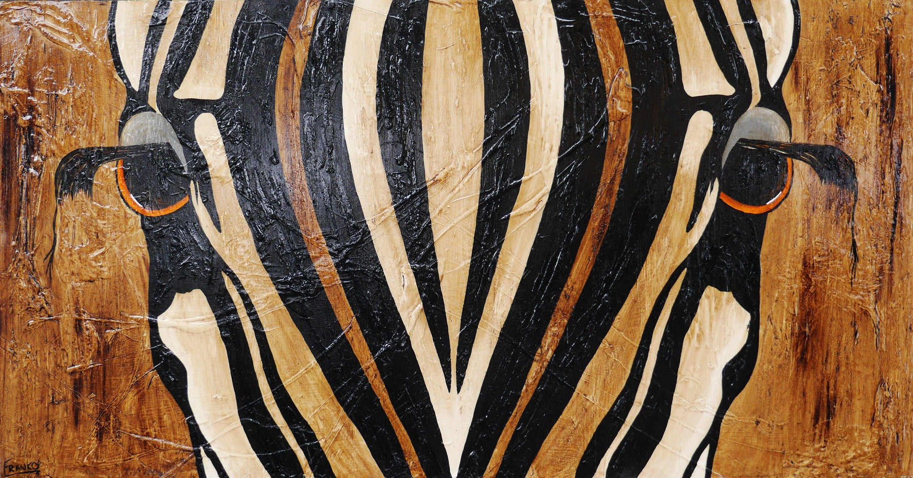 Ranako 190cm x 100cm Zebra Abstract Realism Textured Painting (SOLD)-abstract realism-[Franko_Artist]-[Australian_artist]-[Gold_Coast]-[Brisbane]-[modern]-[contemporary]-[original]-[Large_artwork]-Franklin Art Studio