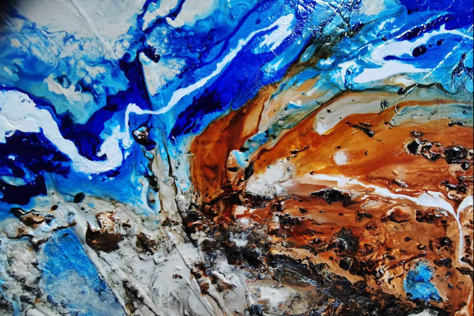 Rarified Outback 240cm x 100cm Blue Cream Textured Abstract Painting (SOLD)