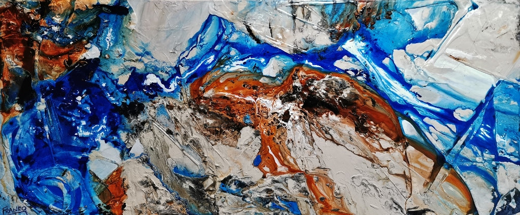 Rarified Outback 240cm x 100cm Blue Cream Textured Abstract Painting (SOLD)-Abstract-[Franko_Artist]-[Australian_artist]-[Gold_Coast]-[Brisbane]-[modern]-[contemporary]-[original]-[Large_artwork]-Franklin Art Studio