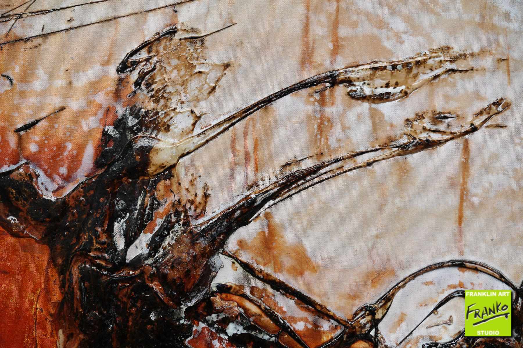 Raw 160cm x 60cm Black Brown Textured Abstract Painting (SOLD)
