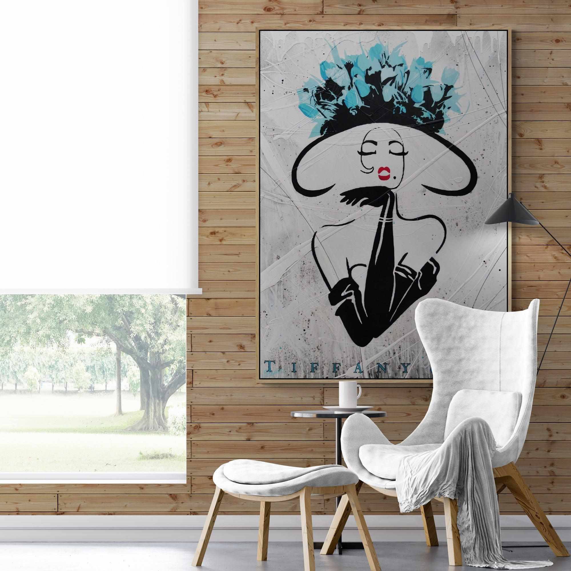 Raw Sass 140cm x 100cm Tiffany and Co Textured Urban Pop Art Painting (SOLD)-Urban Pop Art-[Franko_Artist]-[The_Block]-[Dream_Homes]-[ideas]-[Grand_Designs]-[Art_Lover]-Franklin Art Studio