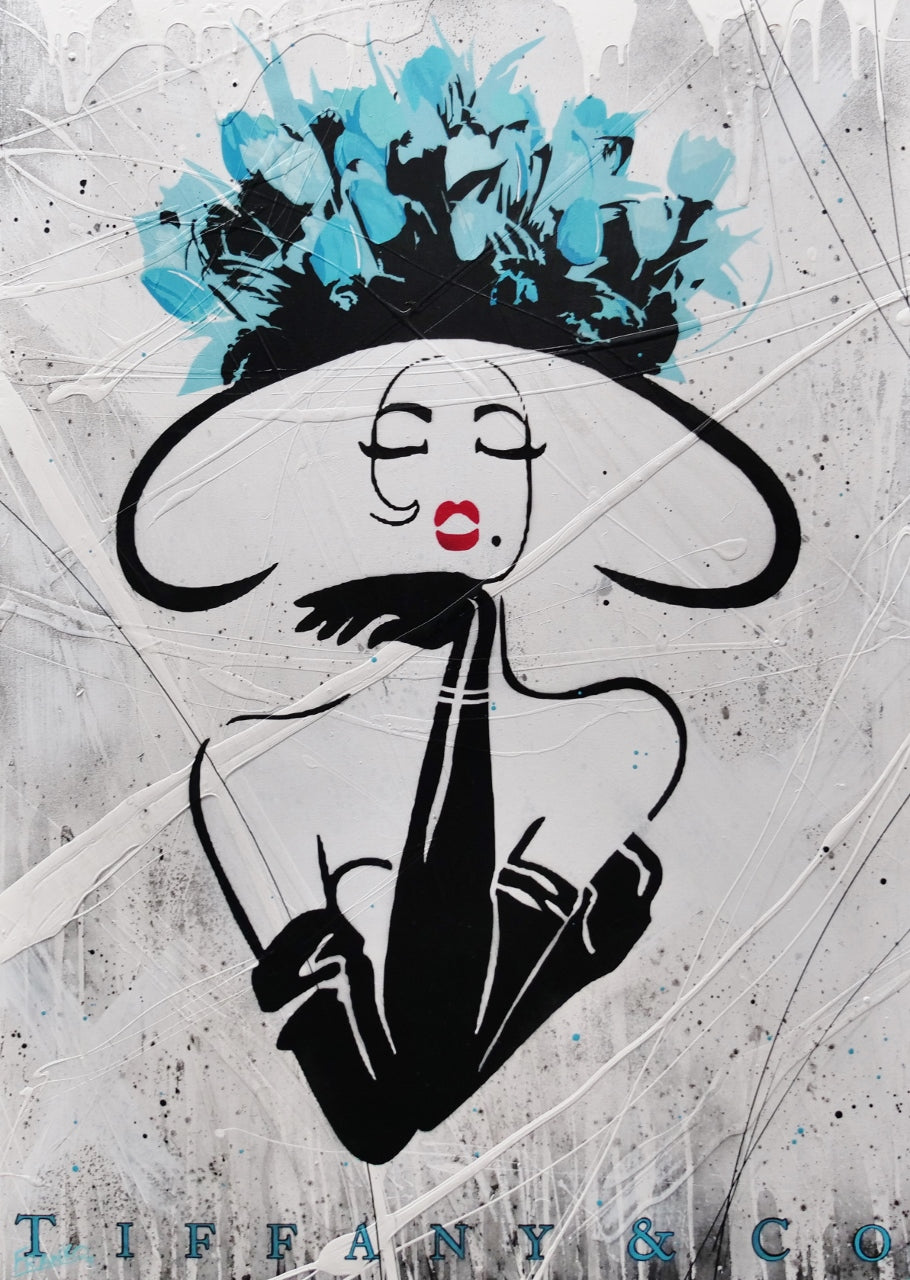Raw Sass 140cm x 100cm Tiffany and Co Textured Urban Pop Art Painting (SOLD)-Urban Pop Art-[Franko_Artist]-[Australian_artist]-[Gold_Coast]-[Brisbane]-[modern]-[contemporary]-[original]-[Large_artwork]-Franklin Art Studio
