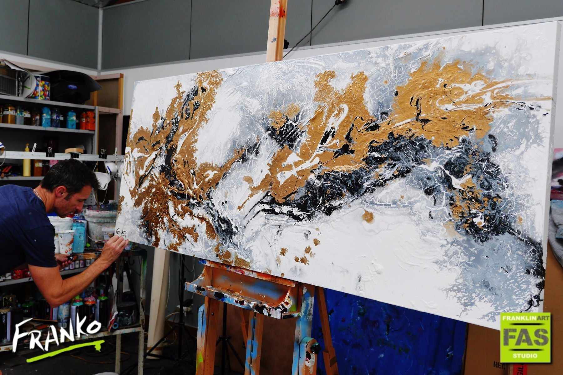 Raw Sophistication 200cm x 80cm White Gold Abstract Painting (SOLD)-abstract-[Franko_Artist]-[The_Block]-[Dream_Homes]-[ideas]- [Grand_Designs]-Franklin Art Studio