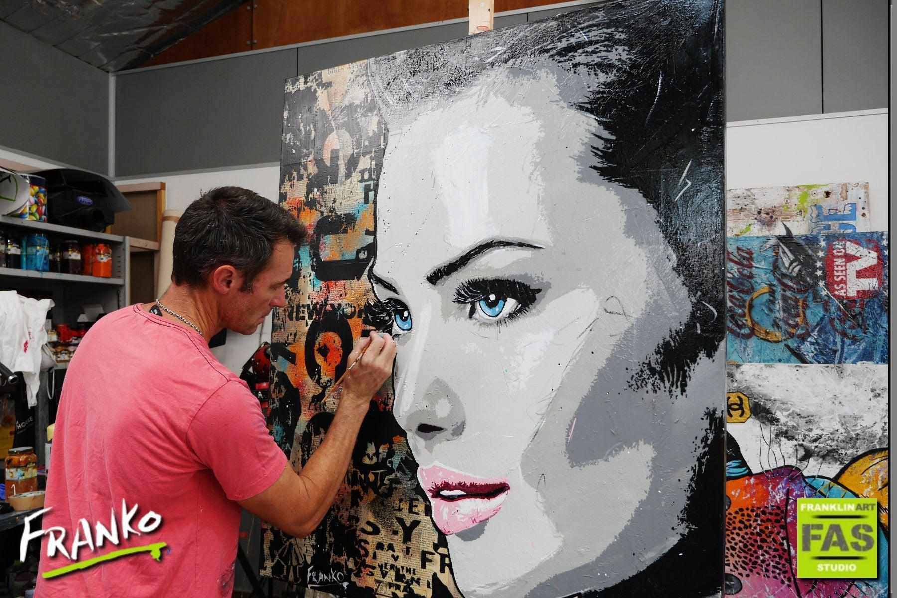 Raw Urban 140cm x 100cm Beautiful Woman Vintage Book Pop art Painting (SOLD)-Abstract-[Franko_Artist]-[The_Block]-[Dream_Homes]-[ideas]- [Grand_Designs]-Franklin Art Studio