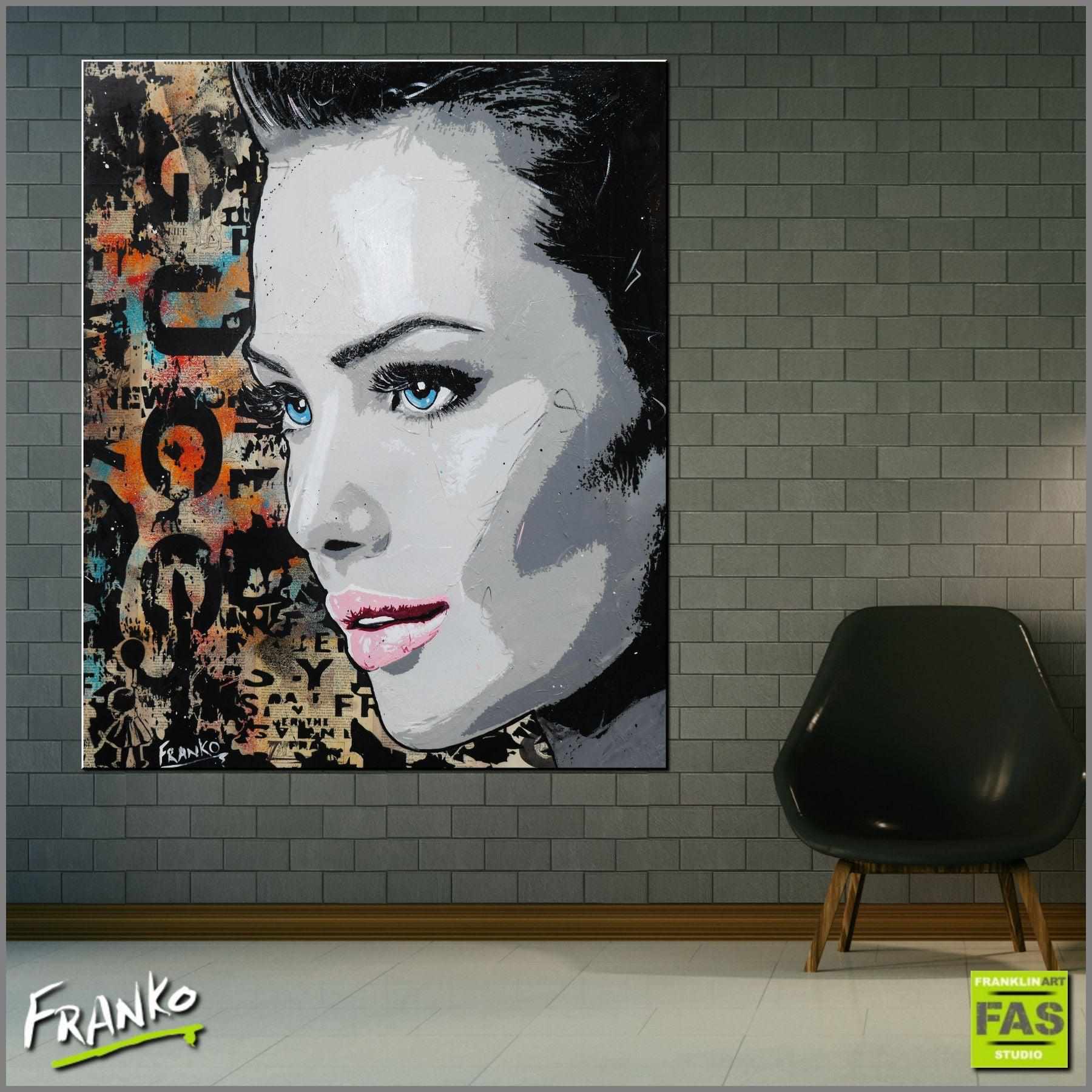 Raw Urban 140cm x 100cm Beautiful Woman Vintage Book Pop art Painting (SOLD)-Abstract-[Franko_Artist]-[Australian_artist]-[Gold_Coast]-[Brisbane]-[modern]-[contemporary]-[original]-[Large_artwork]-[The_Block]-[Dream_Homes]-[ideas]-[Grand_Designs]-[Art_Lover]-Franklin Art Studio