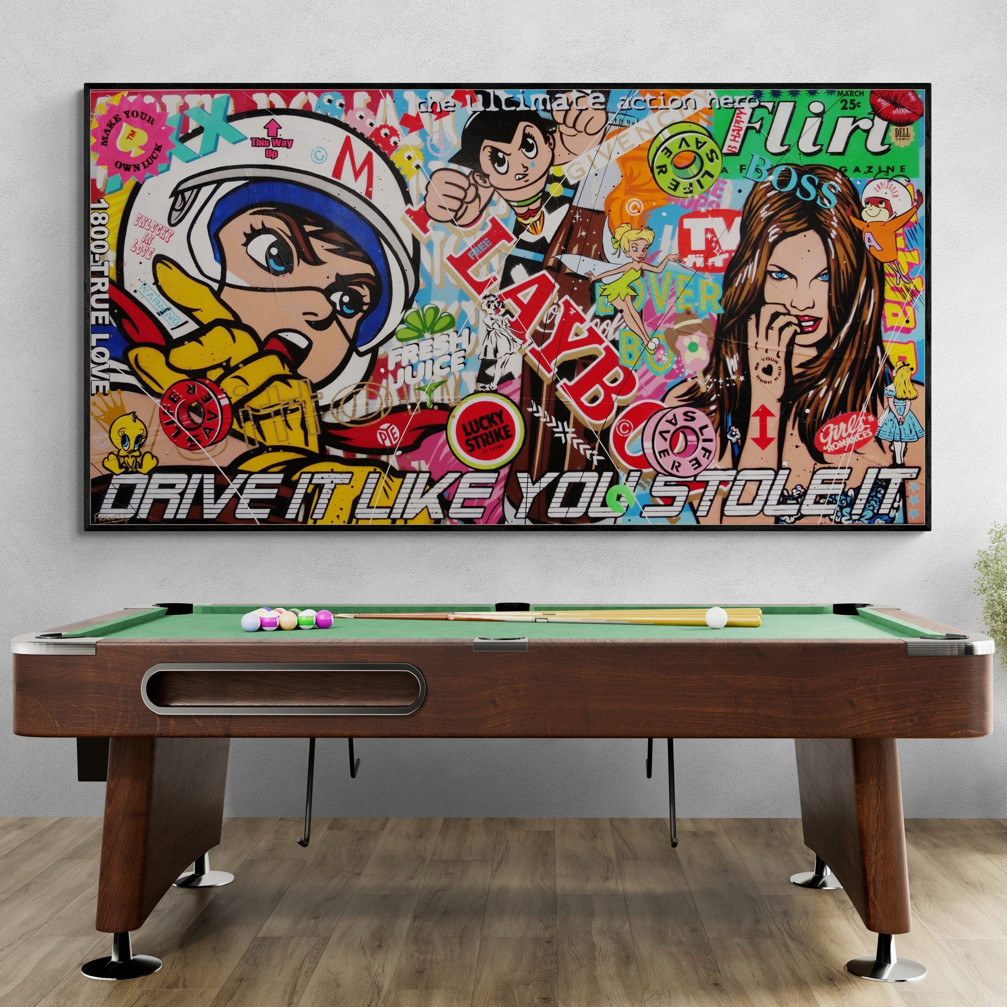 Dangerous Liaisons 190cm x 100cm Speed Racer Textured Urban Pop Art Painting (SOLD)-Urban Pop Art-[Franko_Artist]-[Australian_artist]-[Gold_Coast]-[Brisbane]-[modern]-[contemporary]-[original]-[Large_artwork]-[The_Block]-[Dream_Homes]-[ideas]-[Grand_Designs]-[Art_Lover]-Franklin Art Studio