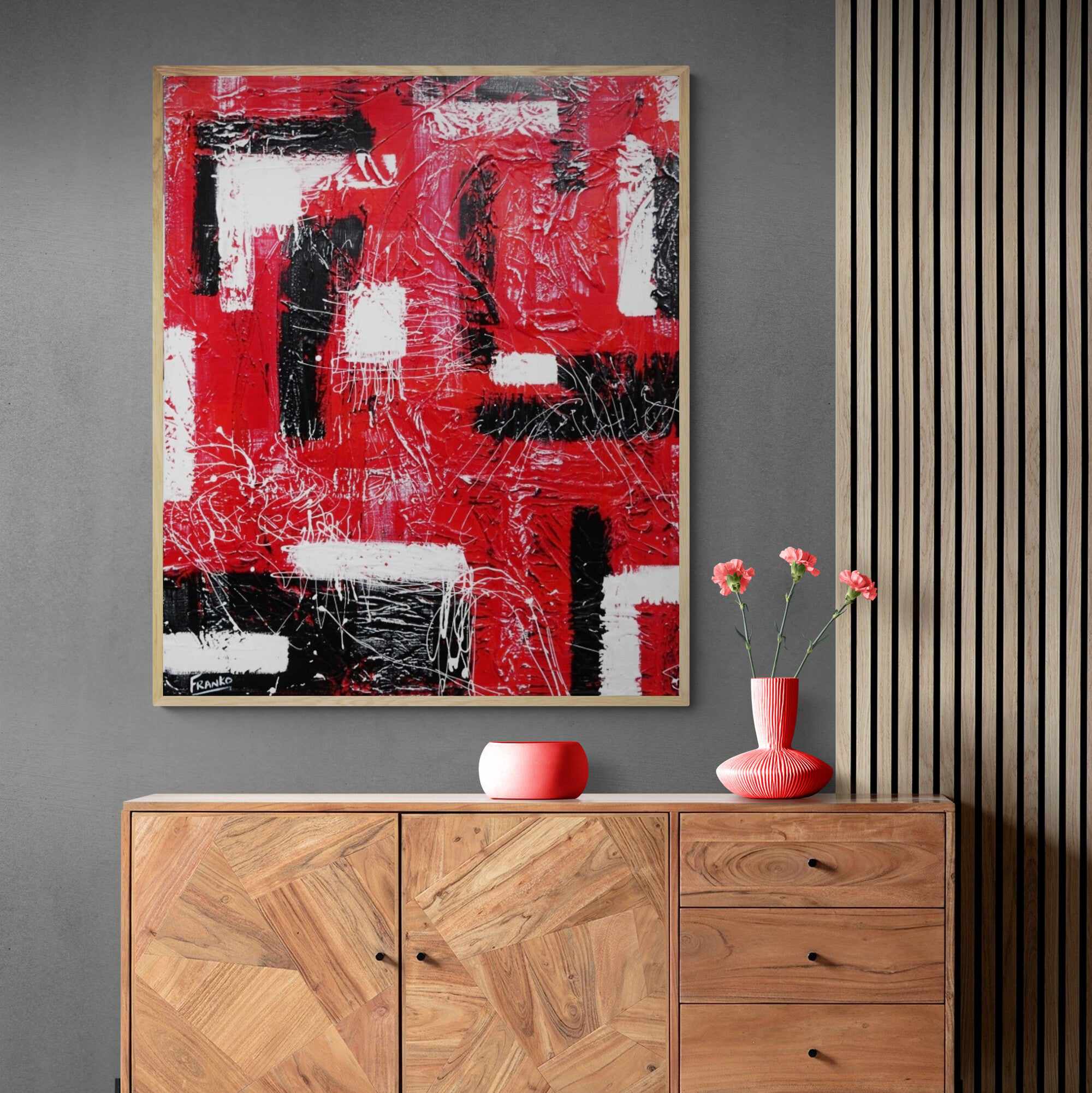 Red Black 120cm x 100cm Black Red Abstract Painting (SOLD)-abstract-[Franko_Artist]-[The_Block]-[Dream_Homes]-[ideas]- [Grand_Designs]-Franklin Art Studio
