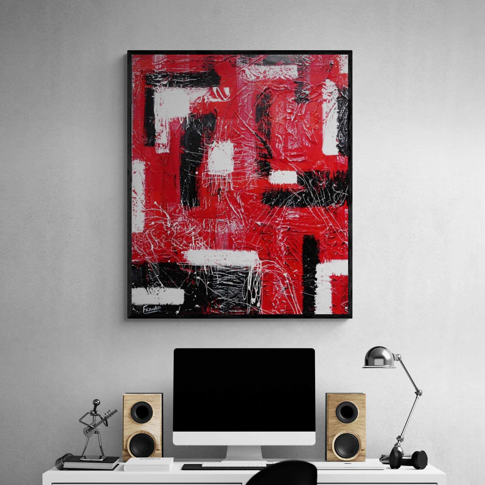 Red Black 120cm x 100cm Black Red Abstract Painting (SOLD)-abstract-[Franko_Artist]-[The_Block]-[Dream_Homes]-[ideas]-[Grand_Designs]-[Art_Lover]-Franklin Art Studio