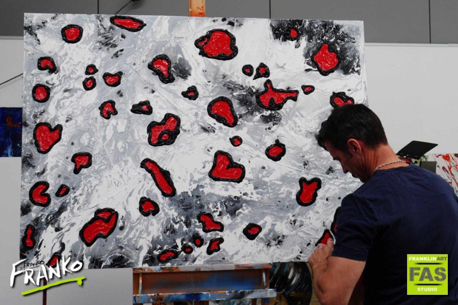 Red Black White 140cm x 100cm Red Black White Abstract large Painting (SOLD)-abstract-[Franko_Artist]-[The_Block]-[Dream_Homes]-[ideas]- [Grand_Designs]-Franklin Art Studio