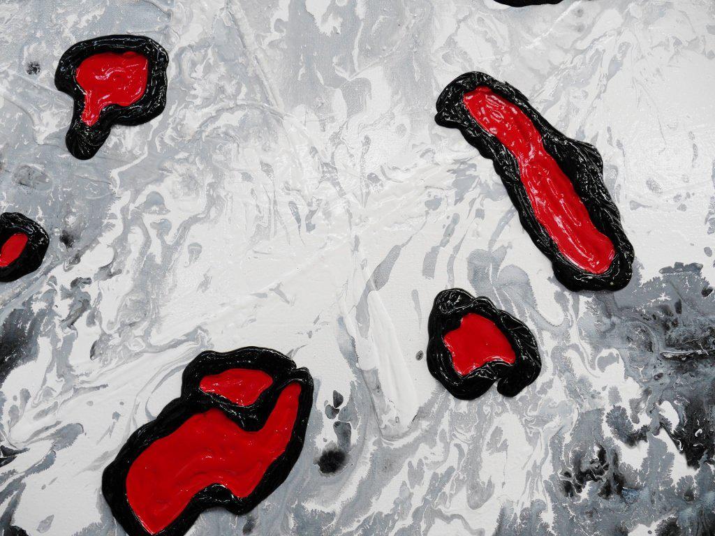 Red Black White 140cm x 100cm Red Black White Abstract large Painting (SOLD)