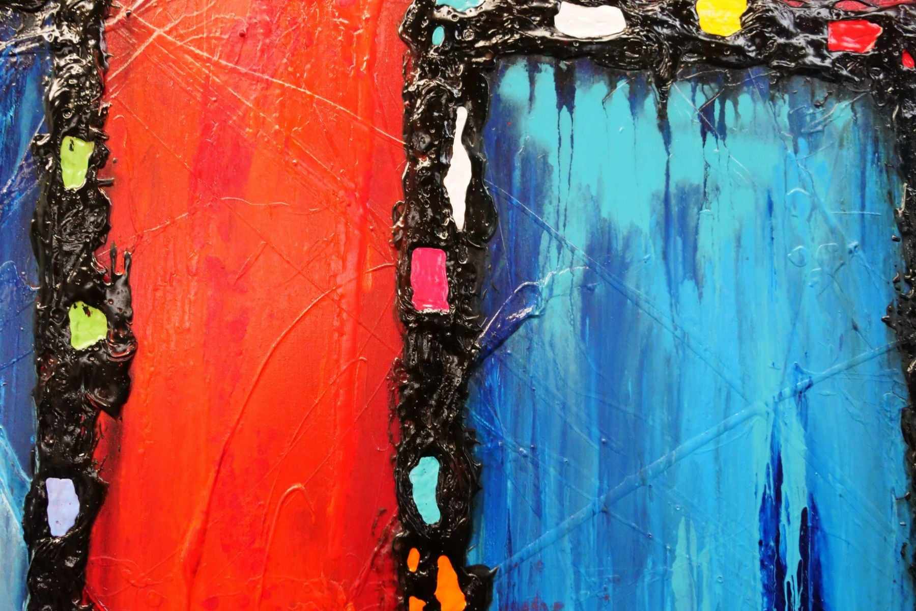 Red Circus 160cm x 100cm Colourful Textured Abstract Painting (SOLD)