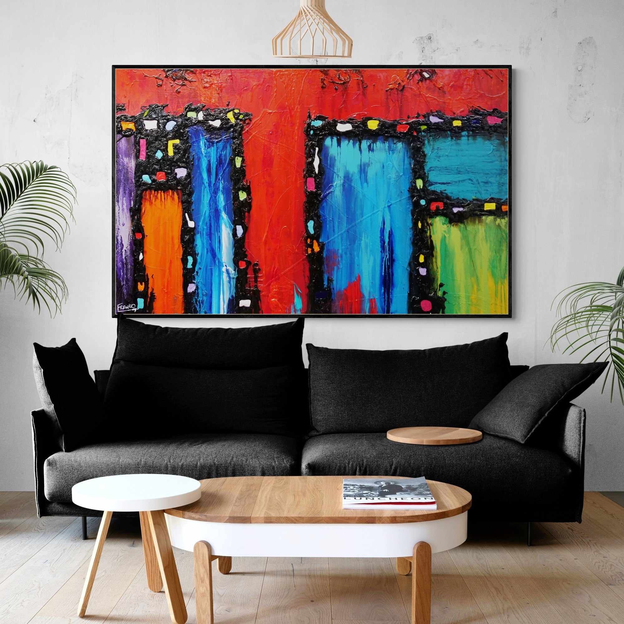 Red Circus 160cm x 100cm Colourful Textured Abstract Painting (SOLD)-Abstract-[Franko_Artist]-[Australian_artist]-[Gold_Coast]-[Brisbane]-[modern]-[contemporary]-[original]-[Large_artwork]-[The_Block]-[Dream_Homes]-[ideas]-[Grand_Designs]-[Art_Lover]-Franklin Art Studio