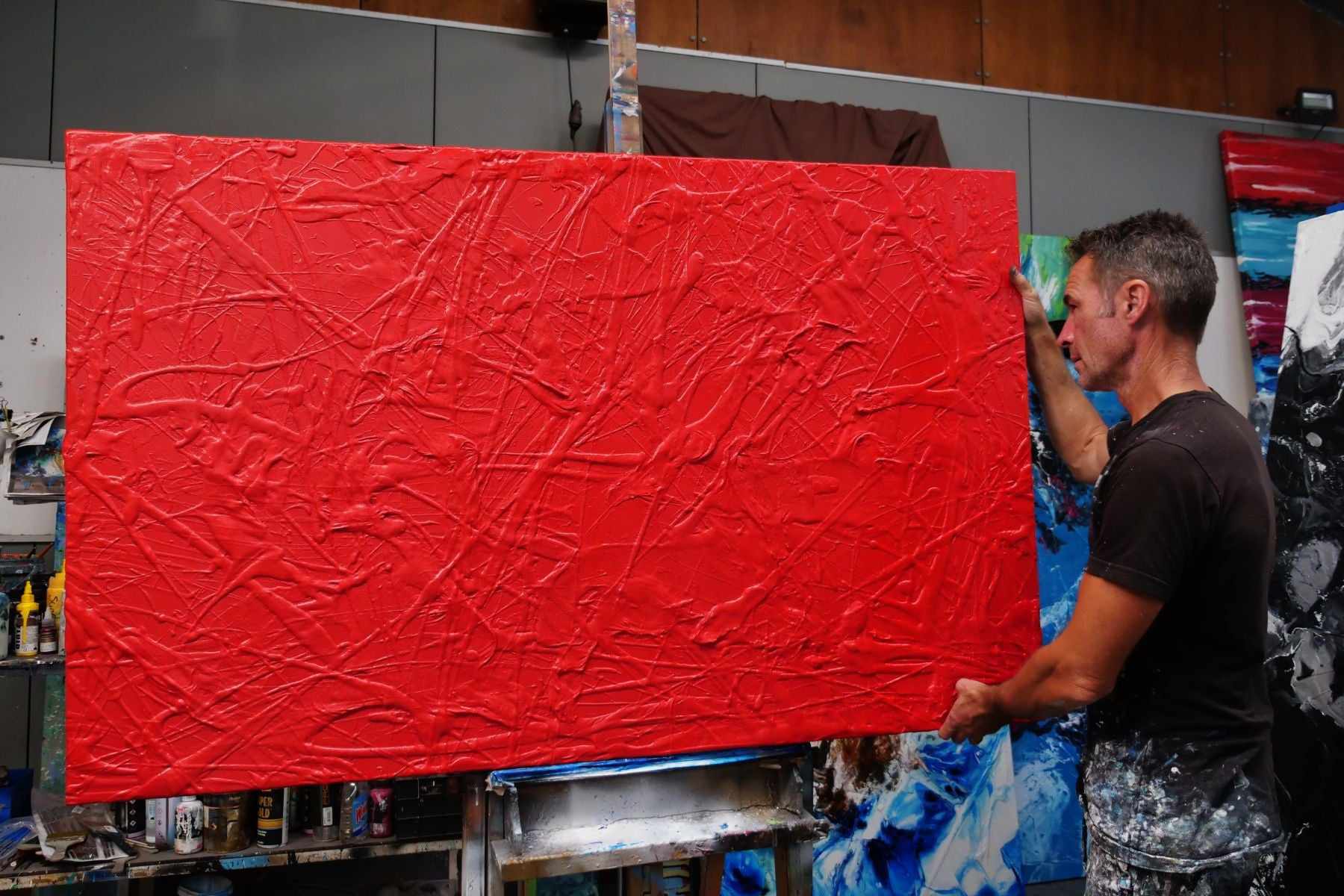 Red Devil 160cm x 100cm Red Textured Abstract Painting (SOLD)