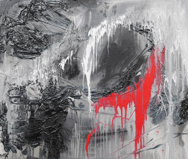 Red Elegance 120cm x 100cm Black and red Abstract Painting (SOLD)-abstract-[Franko_Artist]-[Australian_artist]-[Gold_Coast]-[Brisbane]-[modern]-[contemporary]-[original]-[Large_artwork]-Franklin Art Studio