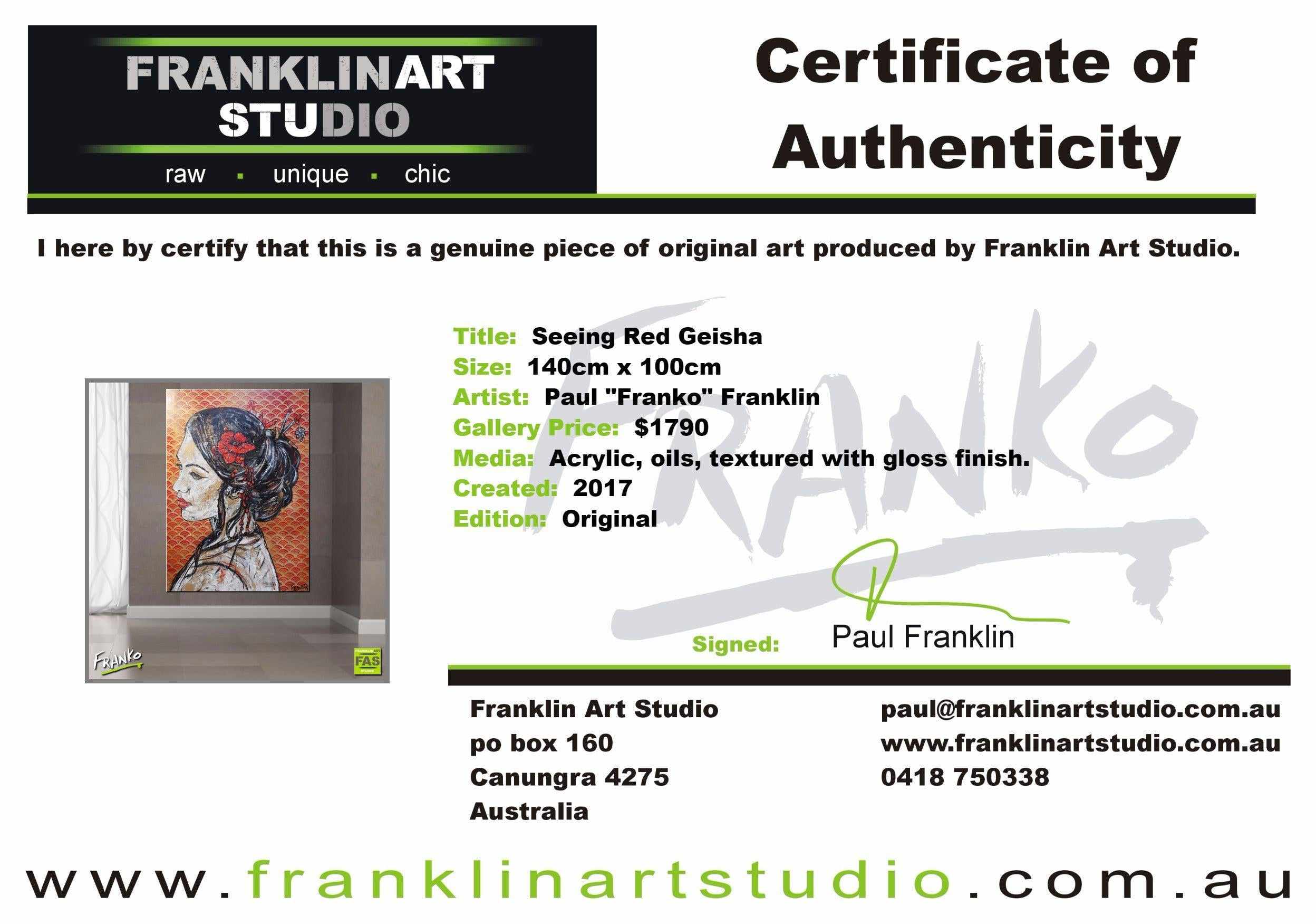 Red Geisha 140cm x 100cm Geisha Vintage Book Pop art Painting (SOLD)-abstract realism-[Franko_Artist]-[The_Block]-[Dream_Homes]-[ideas]-[Grand_Designs]-[Art_Lover]-Franklin Art Studio