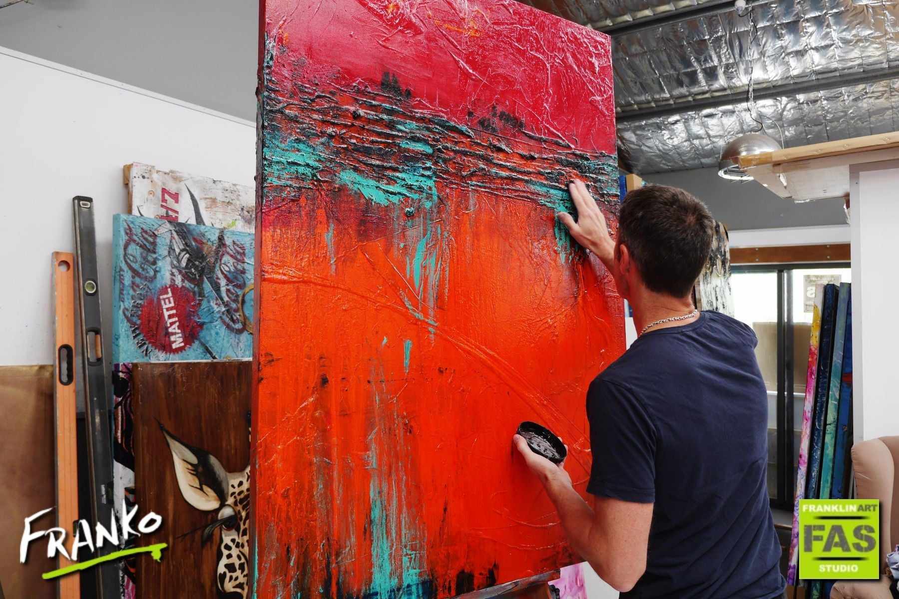 Red Jack Orange Bling 140cm x 100cm Red Orange Abstract Painting (SOLD)-abstract-[Franko_Artist]-[The_Block]-[Dream_Homes]-[ideas]- [Grand_Designs]-Franklin Art Studio