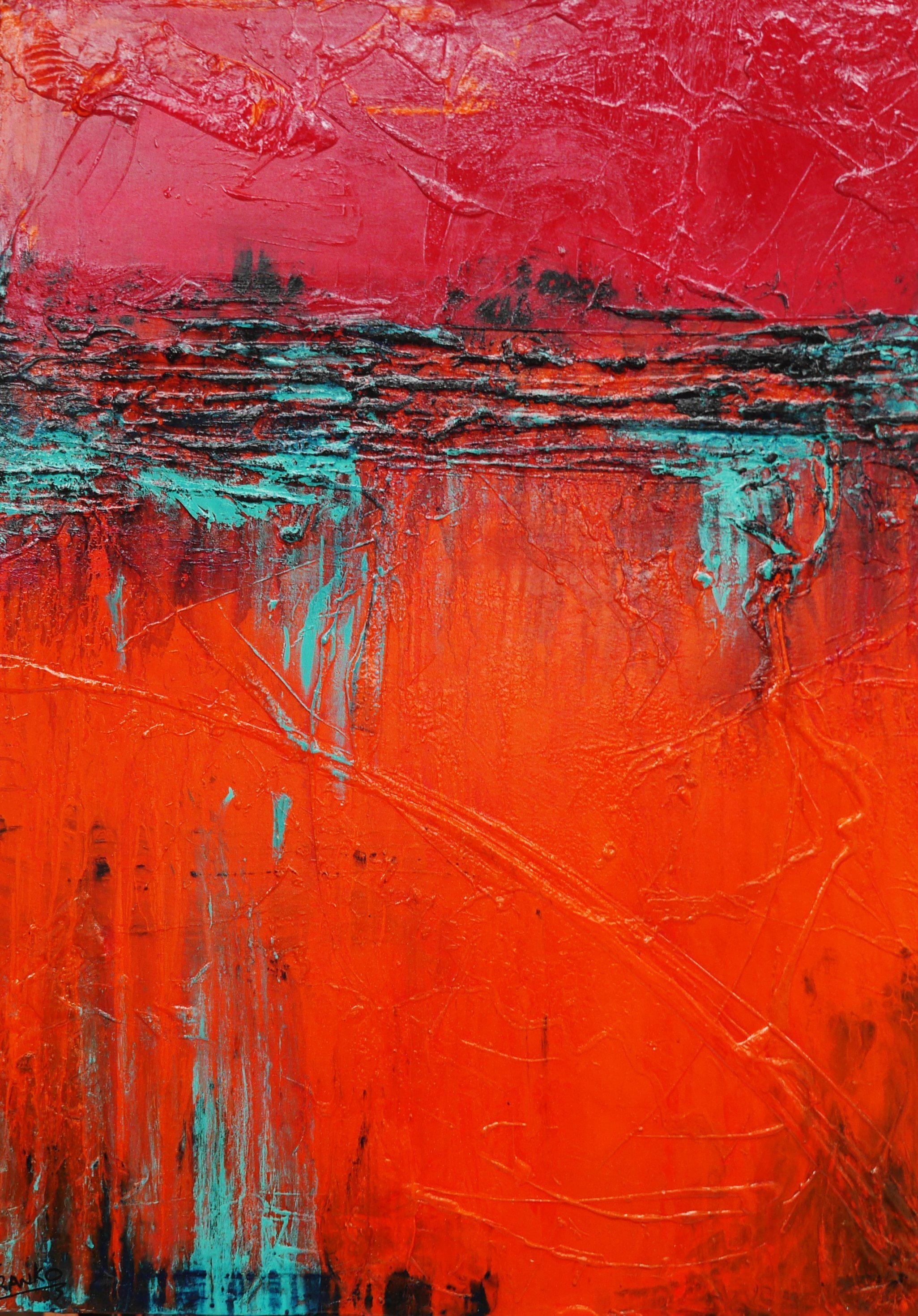 Red Jack Orange Bling 140cm x 100cm Red Orange Abstract Painting (SOLD)-abstract-[Franko_Artist]-[Australian_artist]-[Gold_Coast]-[Brisbane]-[modern]-[contemporary]-[original]-[Large_artwork]-Franklin Art Studio
