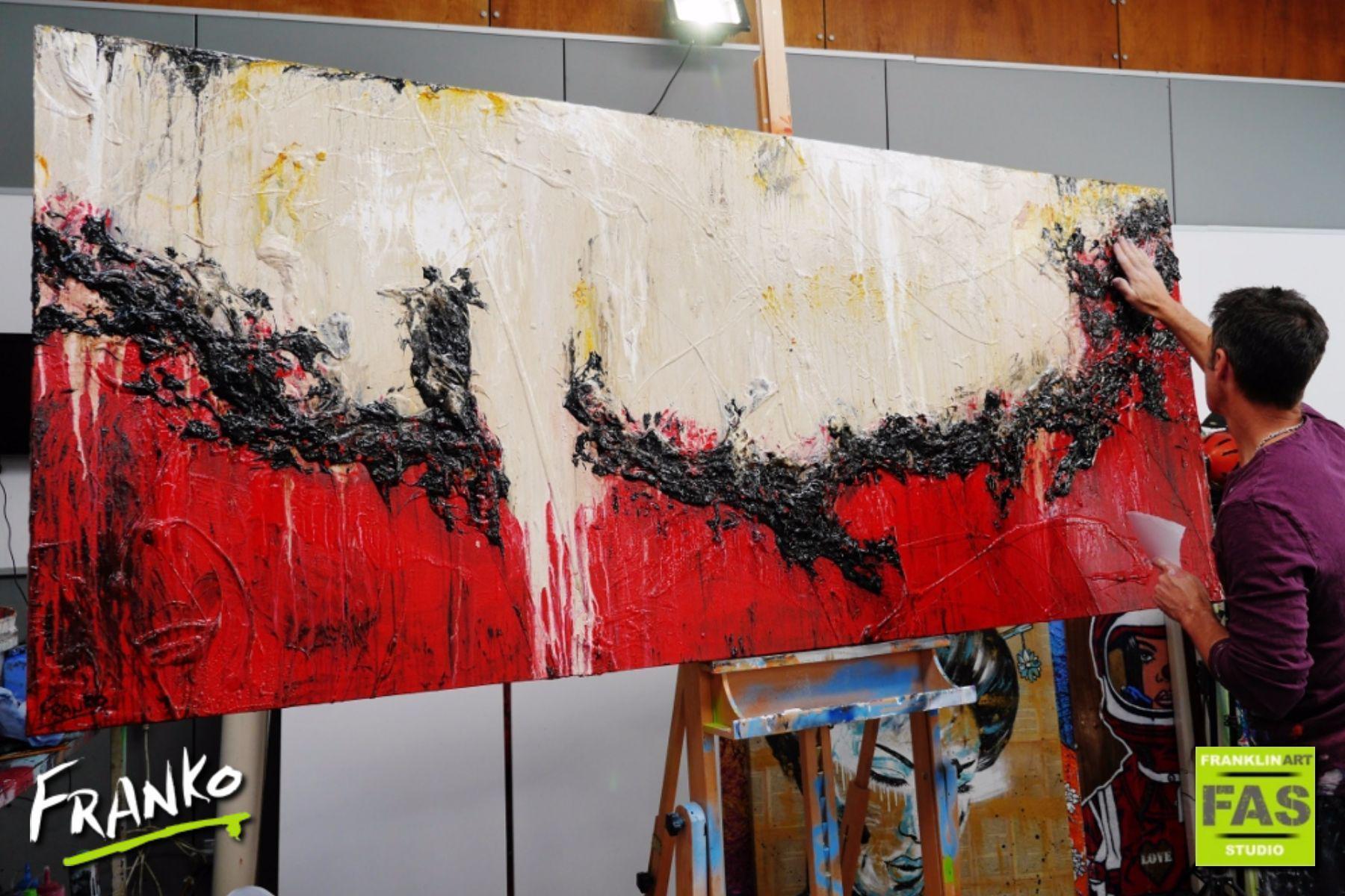 Red Ninja 240cm x 100cm Red White Abstract Painting (SOLD)-abstract-[Franko_Artist]-[The_Block]-[Dream_Homes]-[ideas]- [Grand_Designs]-Franklin Art Studio