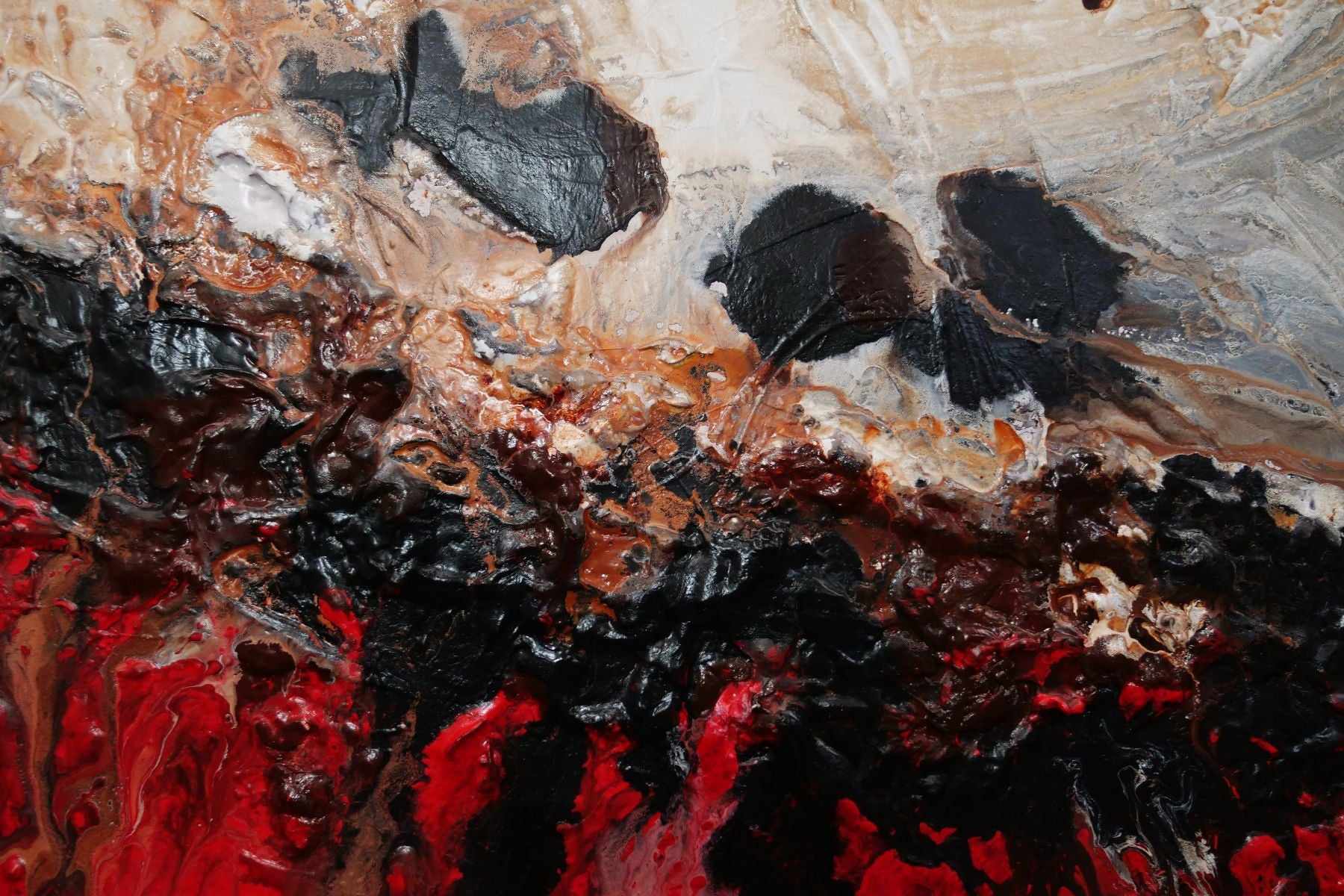 Red Sass 140cm x 100cm Red Cream Textured Abstract Painting (SOLD)