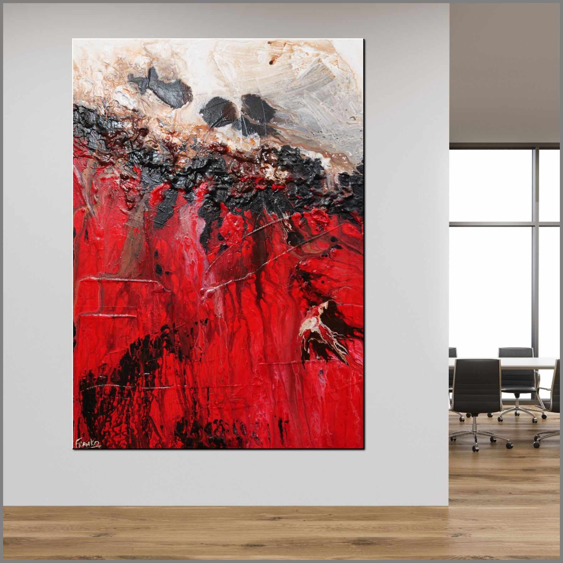 Red Sass 140cm x 100cm Red Cream Textured Abstract Painting (SOLD)-Abstract-[Franko_Artist]-[Australian_artist]-[Gold_Coast]-[Brisbane]-[modern]-[contemporary]-[original]-[Large_artwork]-[The_Block]-[Dream_Homes]-[ideas]-[Grand_Designs]-[Art_Lover]-Franklin Art Studio