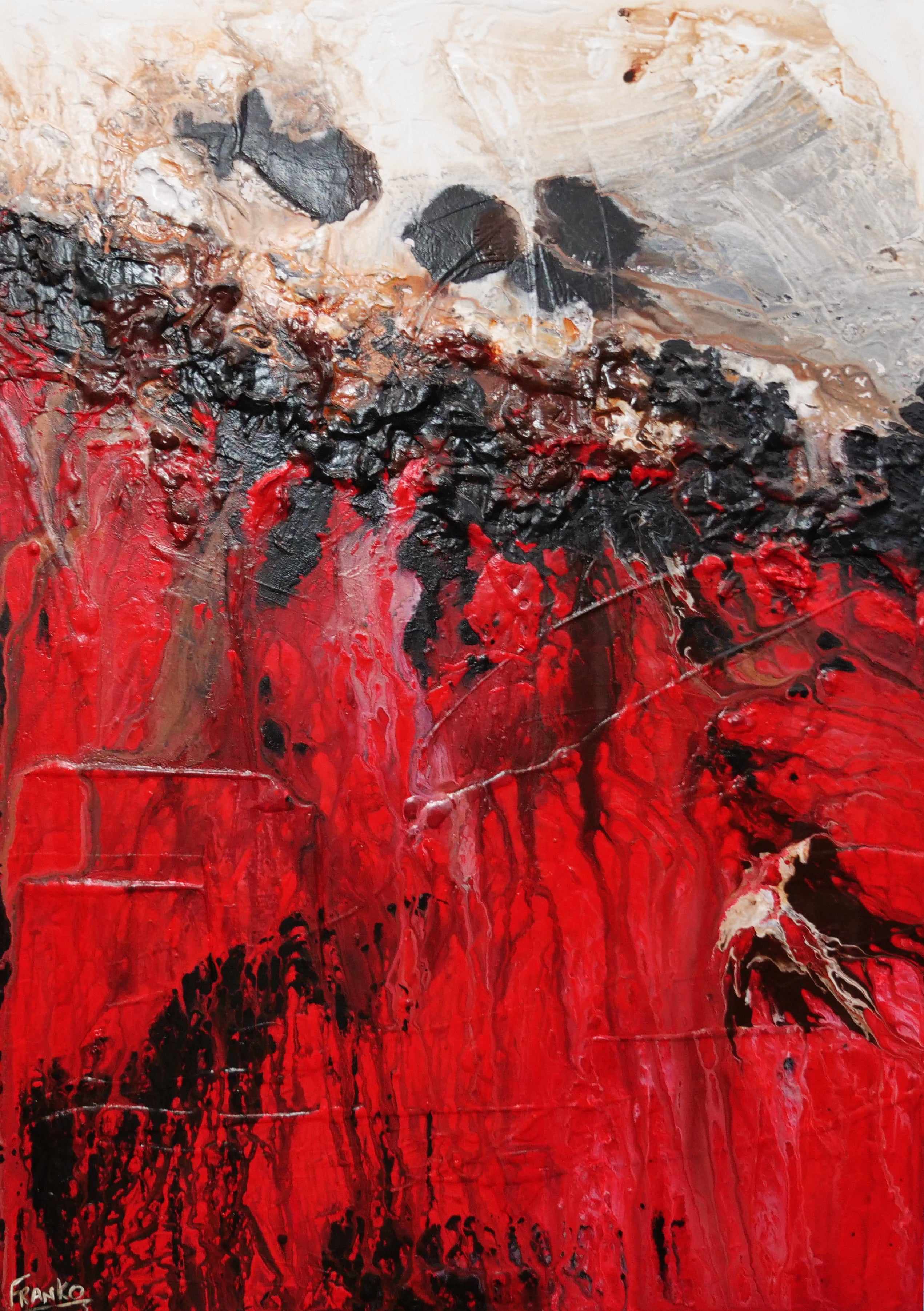 Red Sass 140cm x 100cm Red Cream Textured Abstract Painting (SOLD)-Abstract-[Franko_Artist]-[Australian_artist]-[Gold_Coast]-[Brisbane]-[modern]-[contemporary]-[original]-[Large_artwork]-Franklin Art Studio