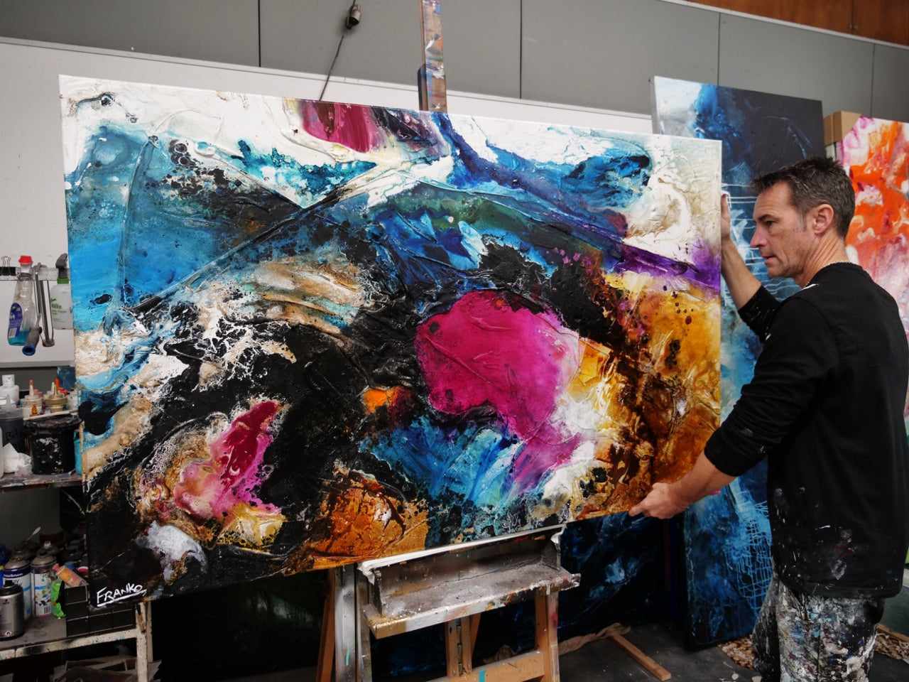 update alt-text with template Red Violet Rush 160cm x 100cm Violet Magenta Black Textured Abstract Painting (SOLD)-Abstract-[Franko_Artist]-[The_Block]-[Dream_Homes]-[ideas]- [Grand_Designs]-Franklin Art Studio