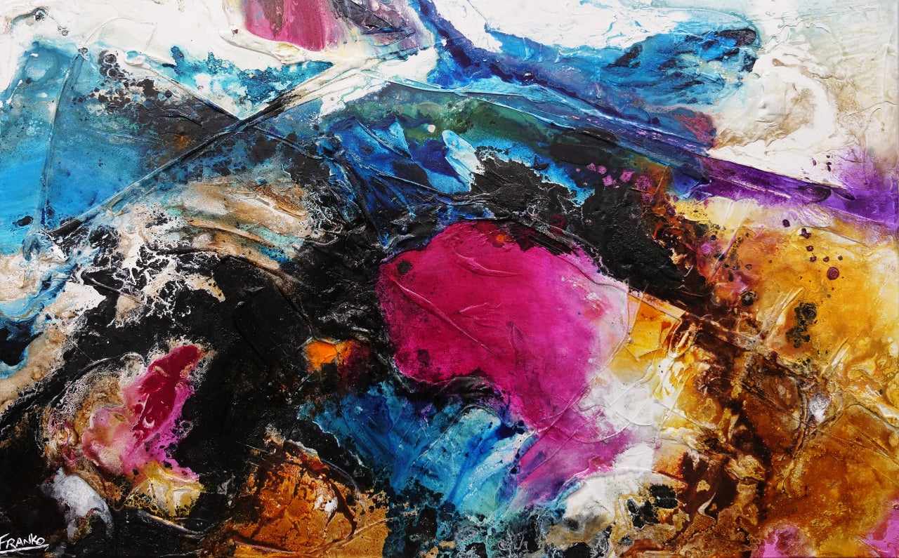 Red Violet Rush 160cm x 100cm Violet Magenta Black Textured Abstract Painting (SOLD)-Abstract-[Franko_Artist]-[Australian_artist]-[Gold_Coast]-[Brisbane]-[modern]-[contemporary]-[original]-[Large_artwork]-Franklin Art Studio