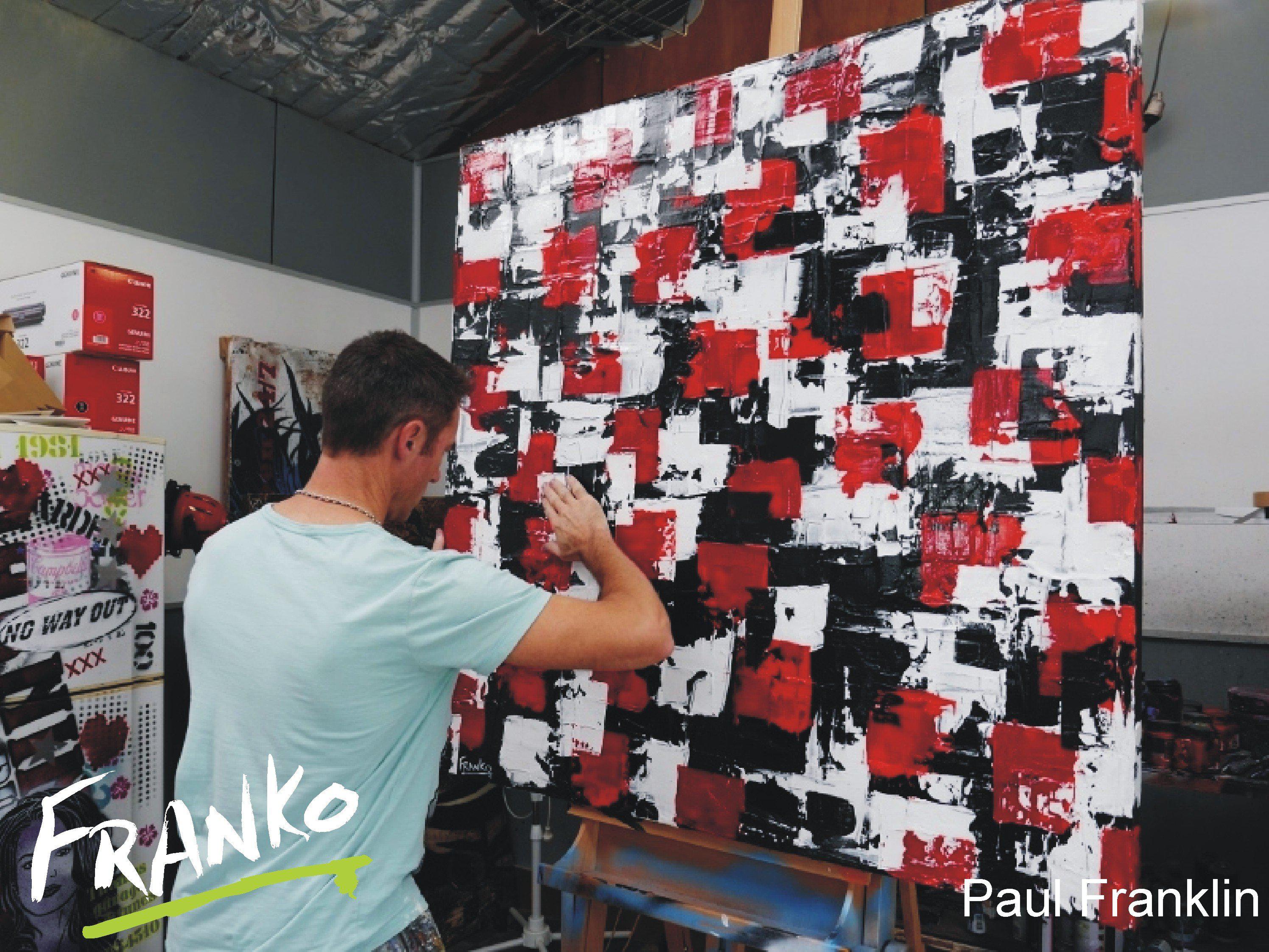 Red and black geometry 120cm x 120cm Red Black Abstract Painting (SOLD)-abstract-[Franko_Artist]-[The_Block]-[Dream_Homes]-[ideas]- [Grand_Designs]-Franklin Art Studio