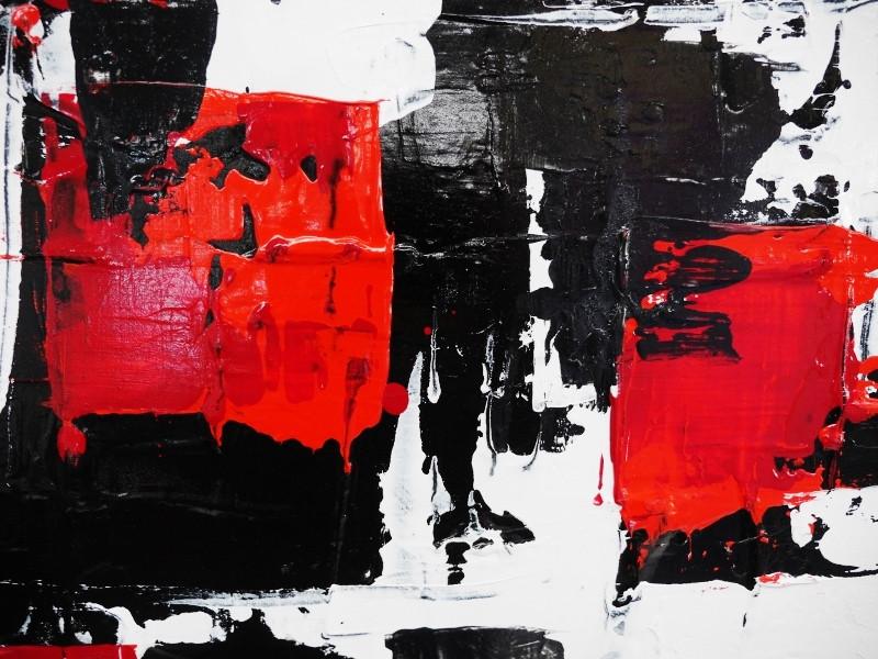 Red and black geometry 120cm x 120cm Red Black Abstract Painting (SOLD)