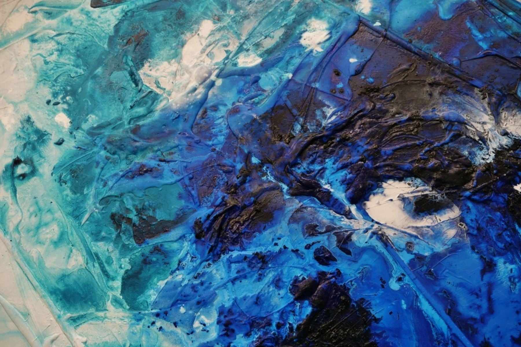 Reef Fracture 270cm x 120cm Blue Teal White Textured Abstract Painting (SOLD)