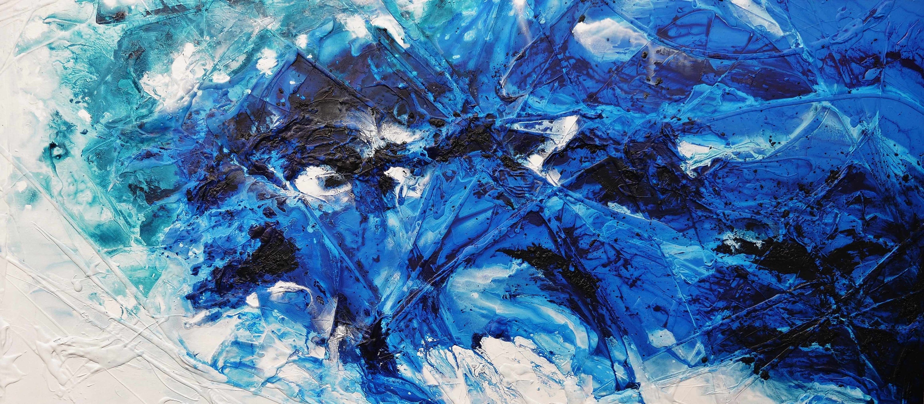 Reef Fracture 270cm x 120cm Blue Teal White Textured Abstract Painting (SOLD)-Abstract-[Franko_Artist]-[Australian_artist]-[Gold_Coast]-[Brisbane]-[modern]-[contemporary]-[original]-[Large_artwork]-Franklin Art Studio